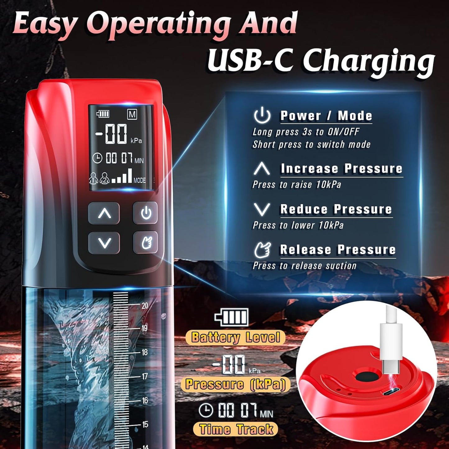Electric Penis Pump Sex Toys for Men - Penis Extender Dick Pump for Men Erection, Automatic Male Masturbator with 5 Training Suction Modes, Male Sex Toy Penis Vacuum Pump with Mini Pocket Pussy - SinfulX - 