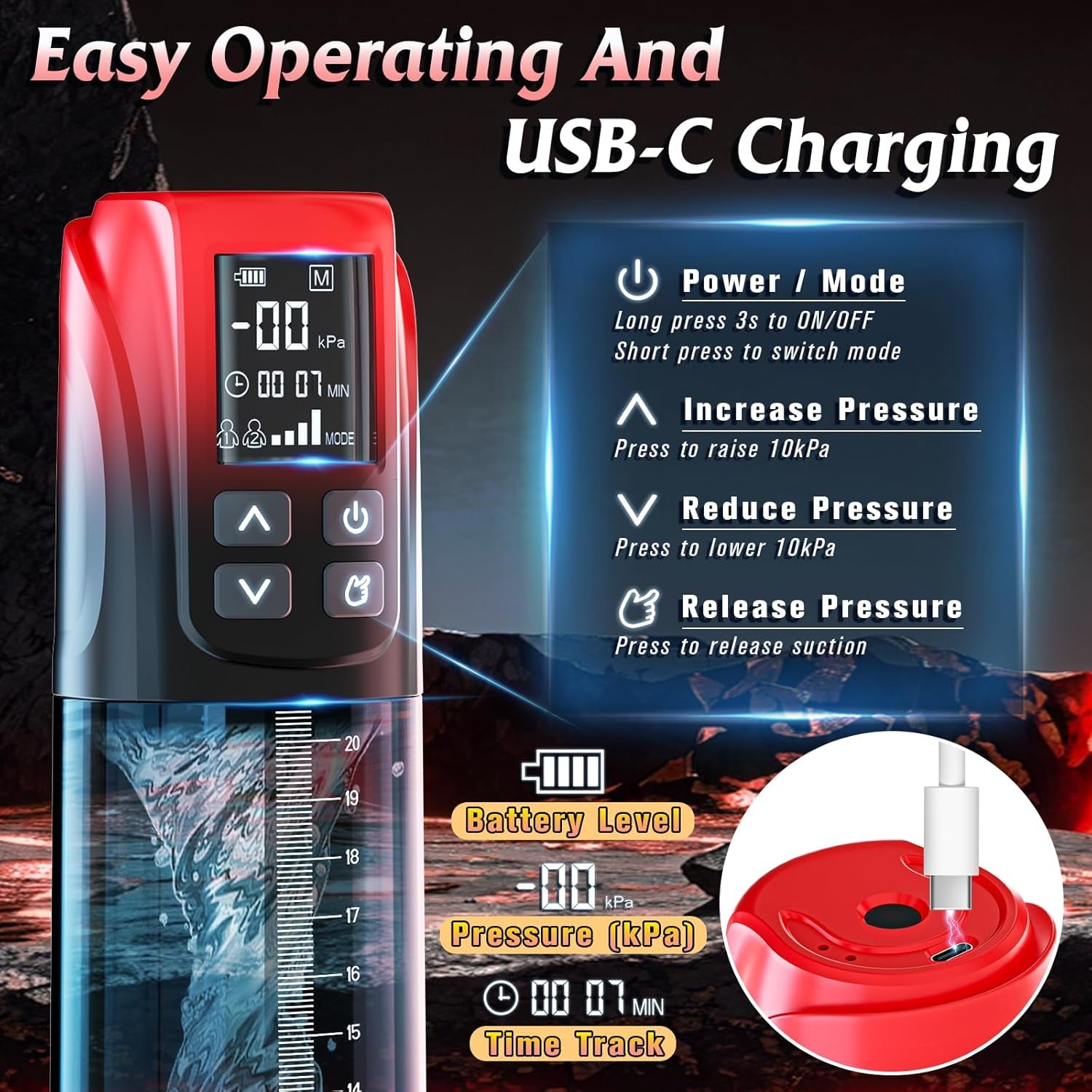 Electric Penis Pump Sex Toys for Men - Penis Extender Dick Pump for Men Erection, Automatic Male Masturbator with 5 Training Suction Modes, Male Sex Toy Penis Vacuum Pump with Mini Pocket Pussy - SinfulX - 