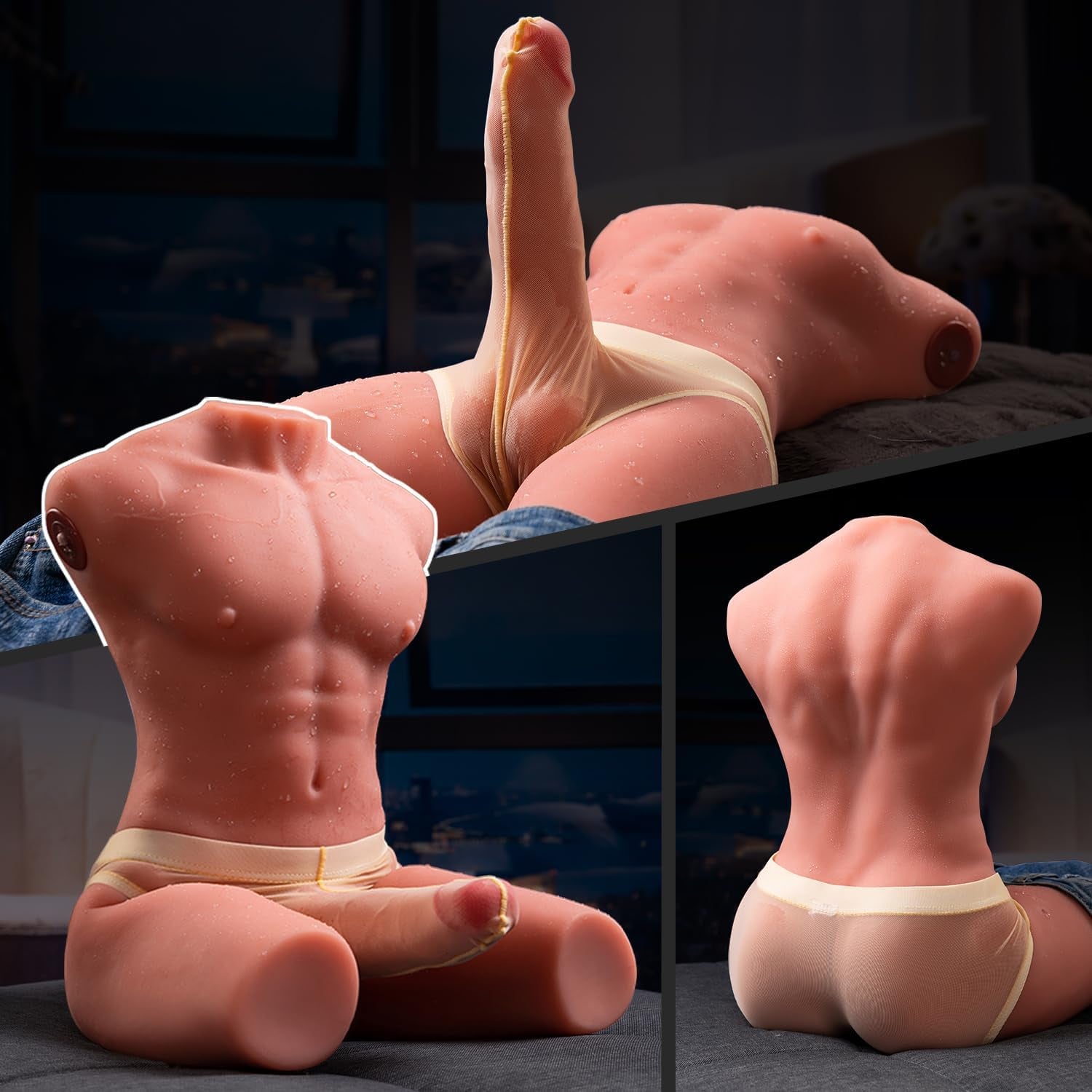 21LB Male Sex Doll with Vibrating Thrusting 2 - In - 1 Dildo, Realistic Muscles & 3D Tight Anal Channel & Flexible Built - In Skeleton Adult Sex Toy for Women & Men Couples Masturbation - SinfulX - 