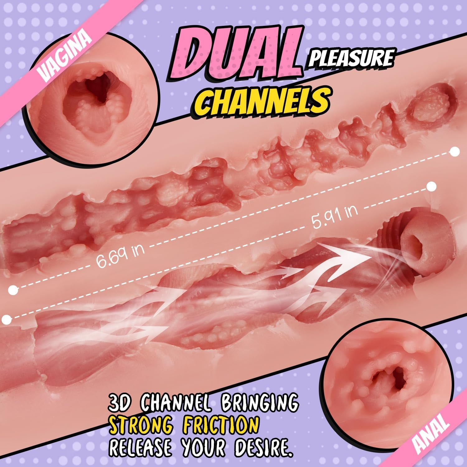 Sex Dolls for Men Adult Sex Toys, Male Sex Toys with Sculpted Waist - To - Hip Ratio Big Boobs & Bouncy Butt,Torso Love Doll with 2 Tunnels Waterproof Male Masturbator Built - In Skeleton Portable - SinfulX - 