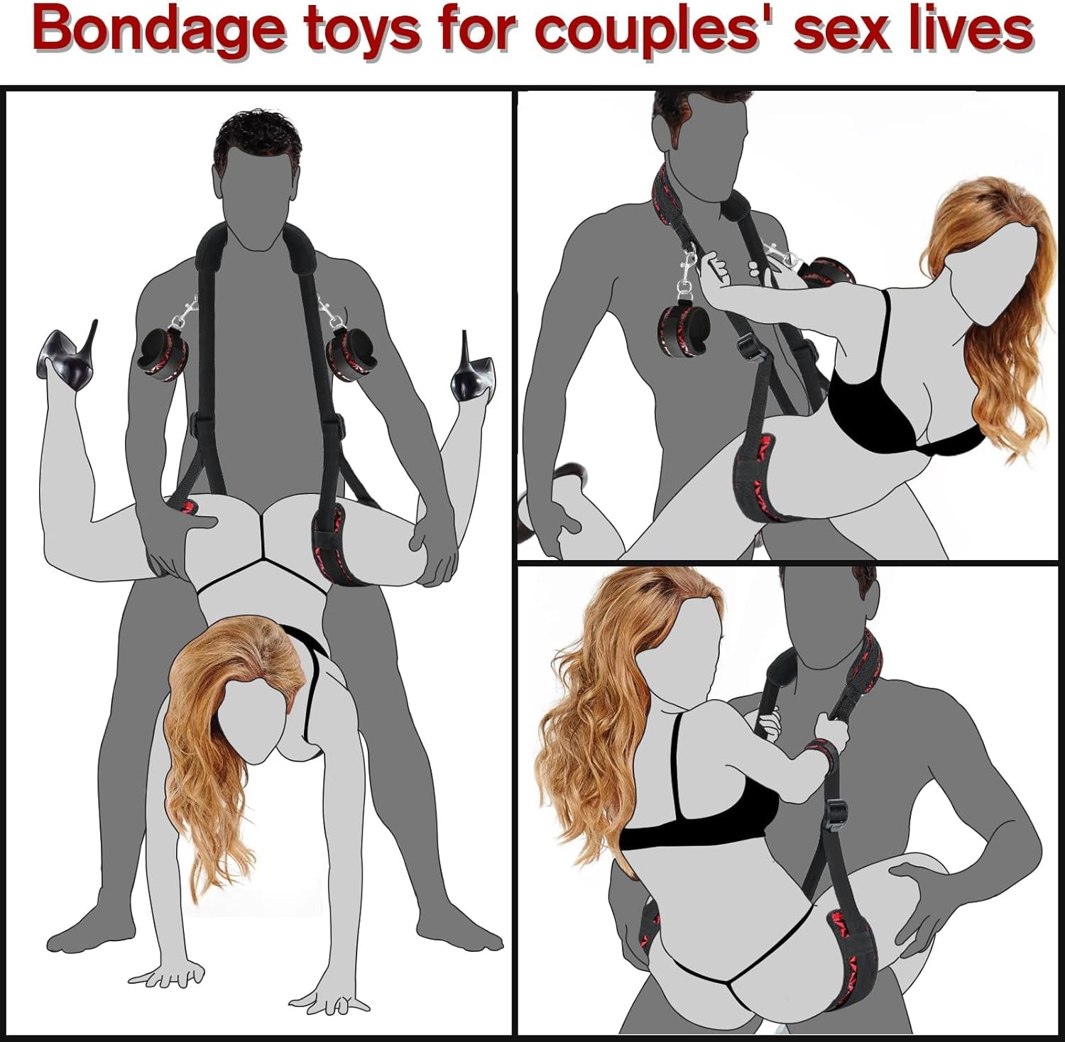 DiamondFlex Adjustable Sling Strap BDSM Kit with Cuffs - SinfulX - Personal Care > Sexual Wellness > Sex Sling