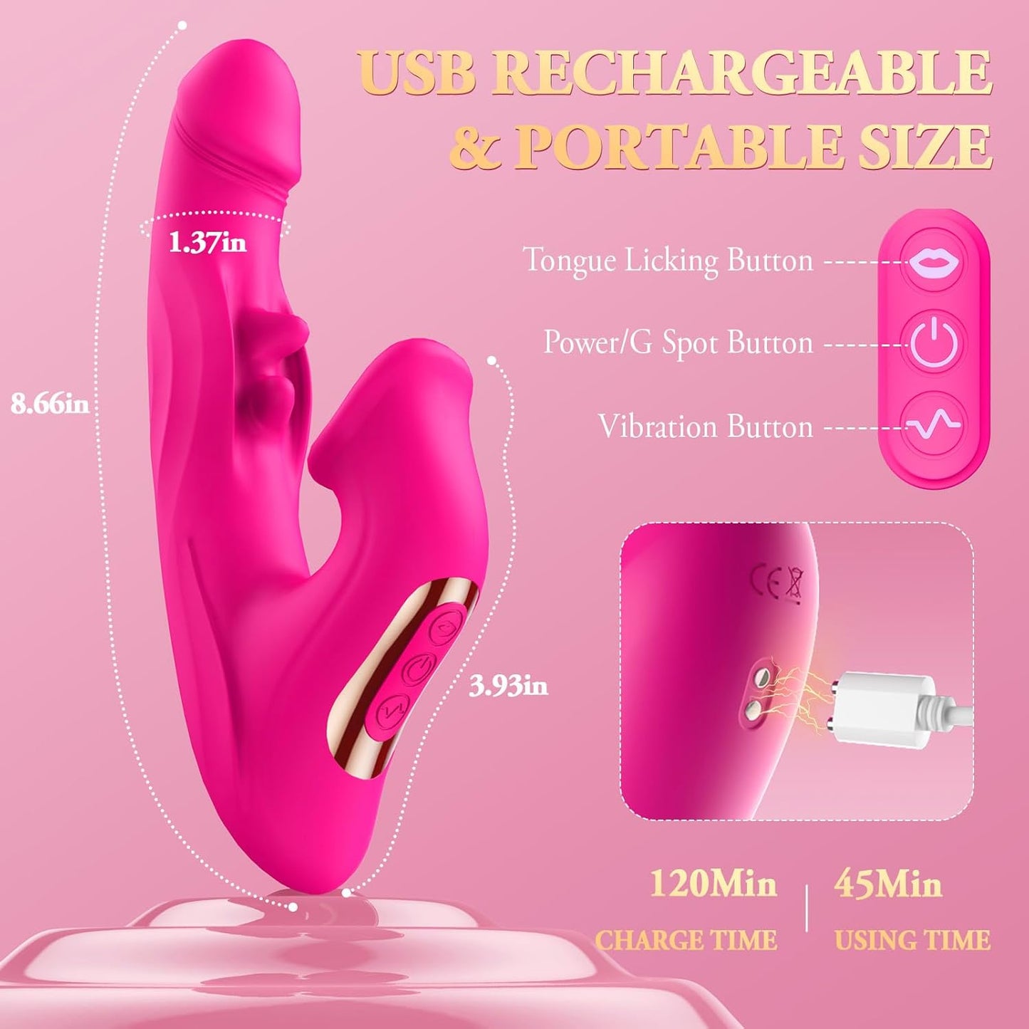 ElyraMax Thrusting Rabbit Licking Vibrator 4 - in - 1 10 Modes G - Spot - SinfulX - Personal Care > Sexual Wellness > Tongue Vibrator