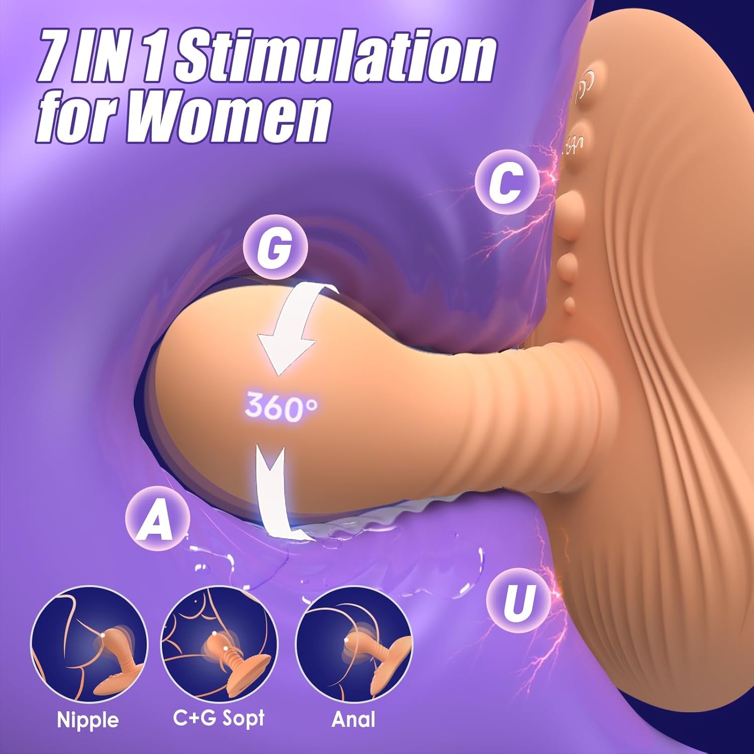 Prostate Massager Anal Dildo Anal Toys, Riding Grinding Strap - On Dildos Adult Toys with 9 Rotating & Vibrating Suction Cup, Butt Plug Male Sex Toys for Men Sex Toy Anal Plug G Spot Vibrator New - SinfulX - 
