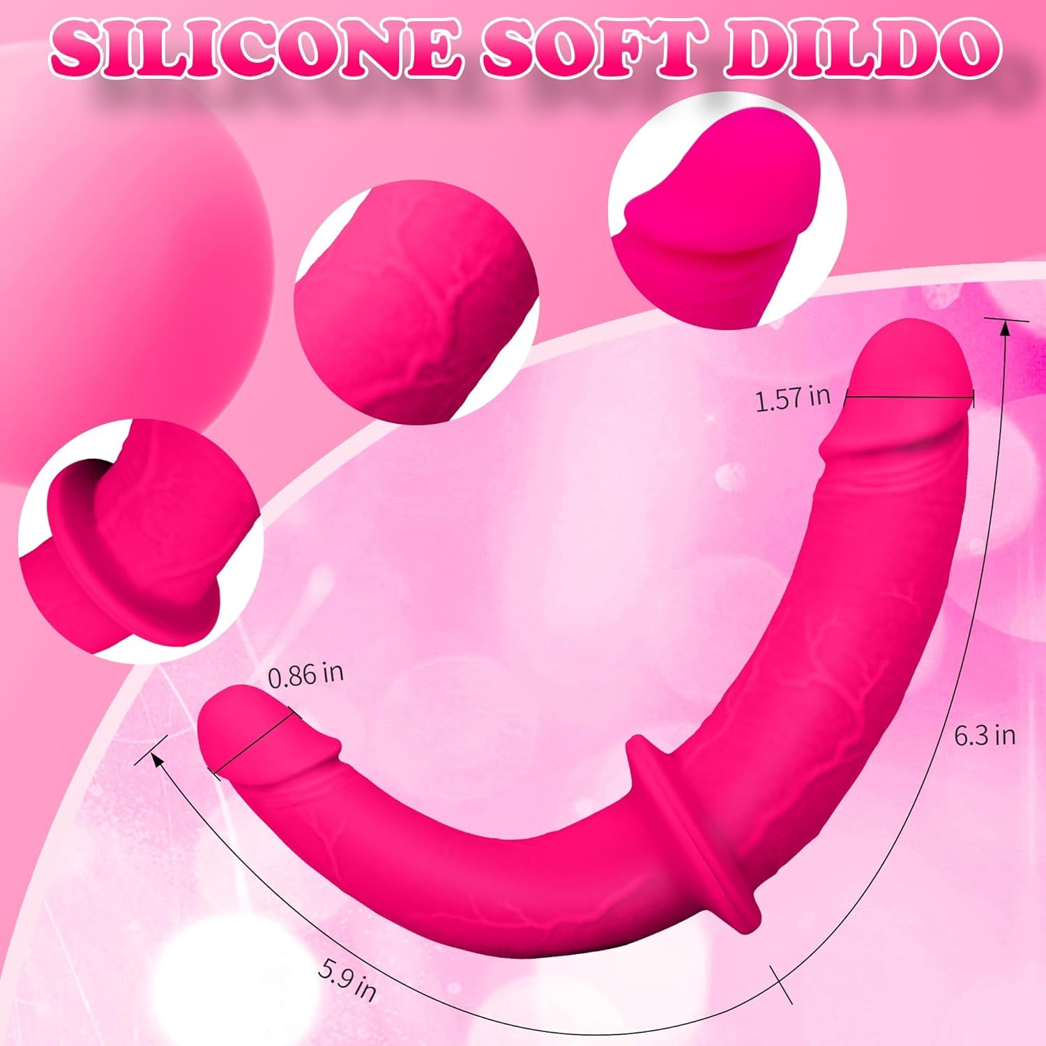 Strap on Dildo Womens Sex Toys - Double Ended Dildo Flesh Silicone Fantasy Dildo Long Dildos Strap on Harness Big Anal Dildos Female Sex Toy Adult Toys for Women(Red) - SinfulX - 