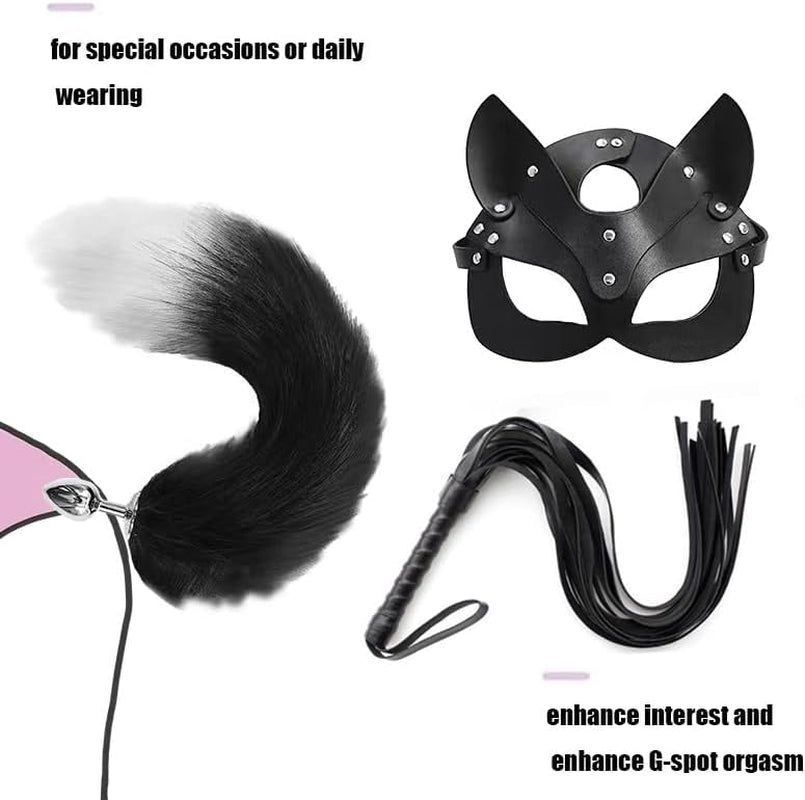 NightFeral Tail Anal Plug Mask Whip BDSM Cosplay Set - SinfulX - 