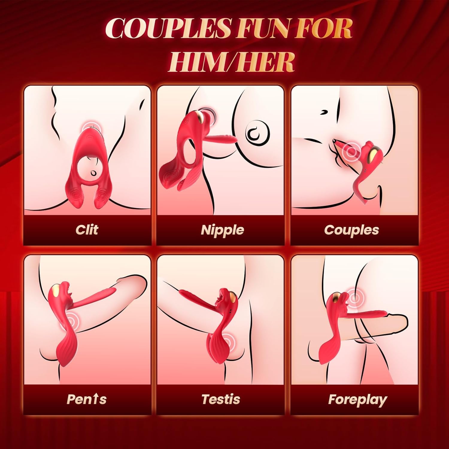 QuadWave 4 Motor Cock Ring Clit Stimulator 7 Modes Silicone - SinfulX - Personal Care > Sexual Wellness > Couples Cock Ring