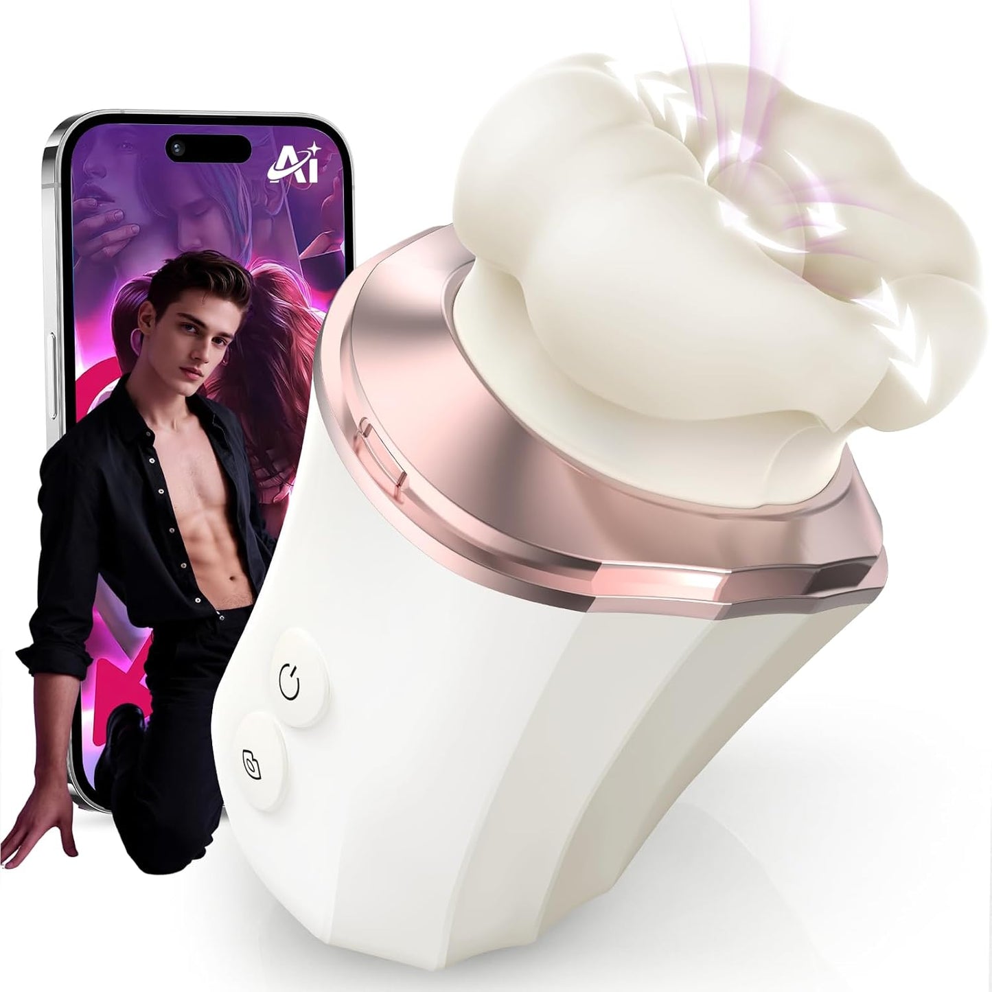 Sucking Vibrator Rose Sex Toy for Women - Upgraded 3IN1 Mouth Vibrator Adult Sex Toys with 10 Sucking & Vibrating,App Control Rose Toy Clit Nipple Sucker Lemon Vibrator for Couples(White) - SinfulX - 