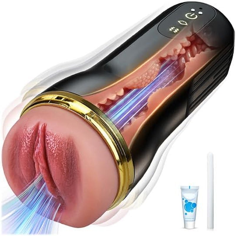 Automatic Male Masturbator Sex Toys for Men Masturbation - Realistic Pocket Pussy with 5 Suction&10 Vibration,Vibrating Male Masturbator Cup Male Sex Toys Sex Machine with Textured Channels - SinfulX - 