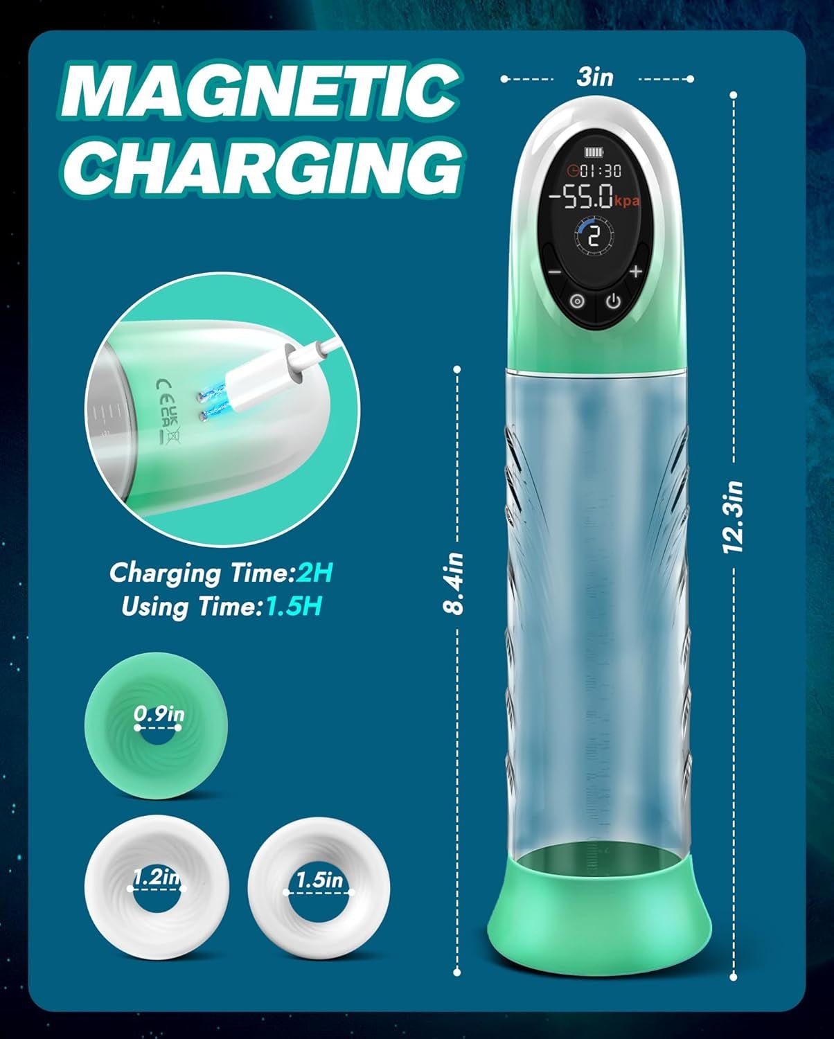 Male Sex Toy Electric Penis Pump - Vacuum Male Masturbators Sex Toys for Men with LCD Display, 9 Suction & 4 Pressure Modes for Stronger Bigger Erection, Pumps & Enlargers Blowjob Male Stroker - SinfulX - 