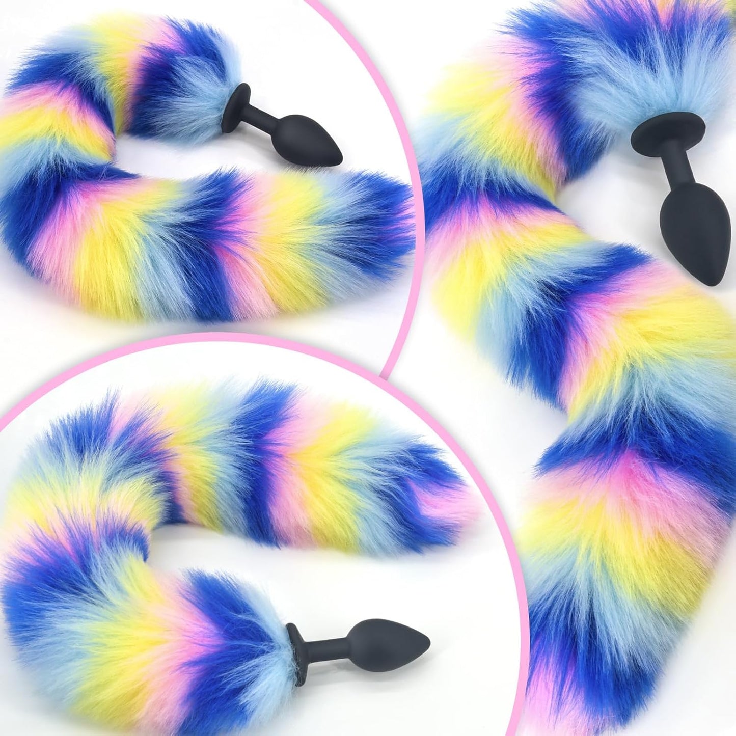 CandyFox Black Silicone Fox Tail Plug Colorful 15.7" - SinfulX - 