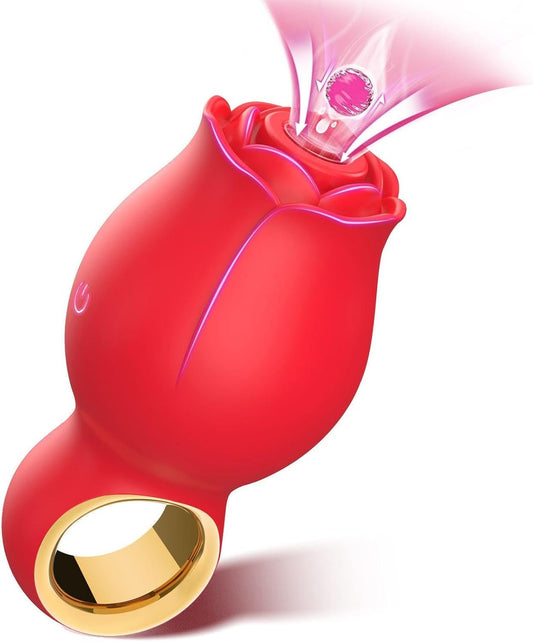 Vibrator Rose Sex Toy for Woman - Female Sex Toys Sucking Nipple Vibrator with 9 Sucking Modes, USB Rechargeable & Smooth Touch Clitoral Stimulator, Rose Adult Sex Toys for Couples Oral Sex Pleasure - SinfulX - 