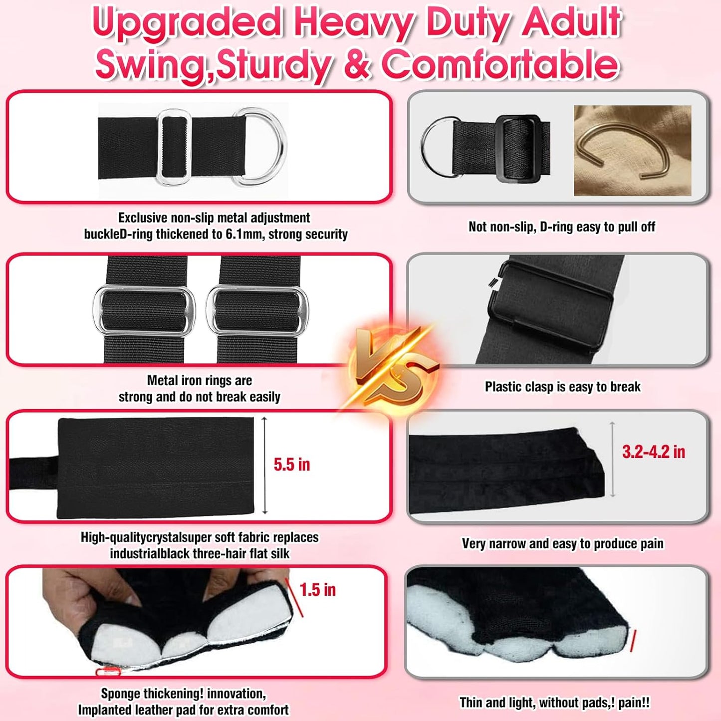 StratavaX Heavy Duty Sex Swing 500lb Adjustable - SinfulX - Personal Care > Sexual Wellness > Sex Swing