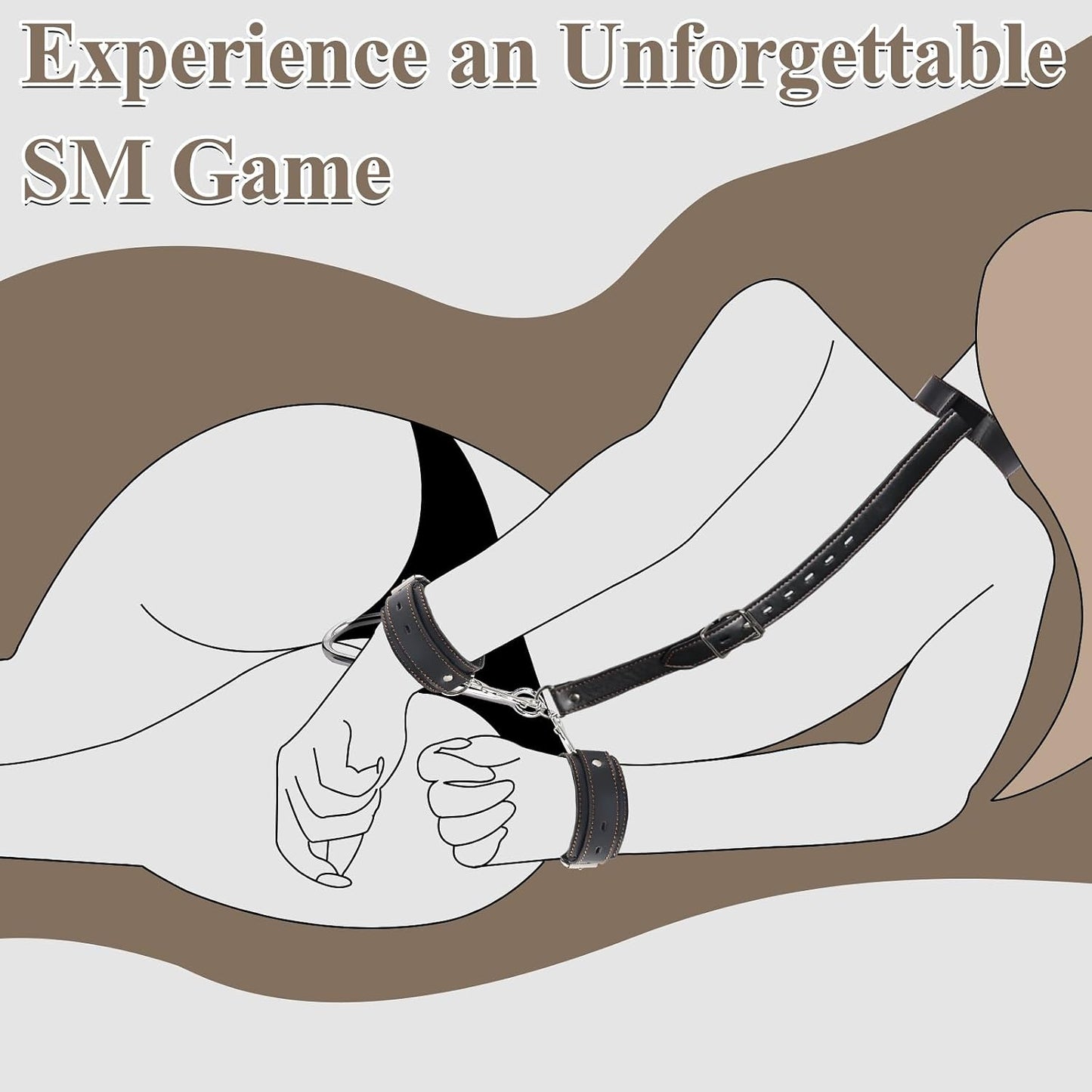 SM Sex Toys Anal Hook BDSM Restraint Kit Sex Bondage with Comfortable and Durable Ball Gags Choker and Adjustable Leather Handcuffs - SinfulX - 