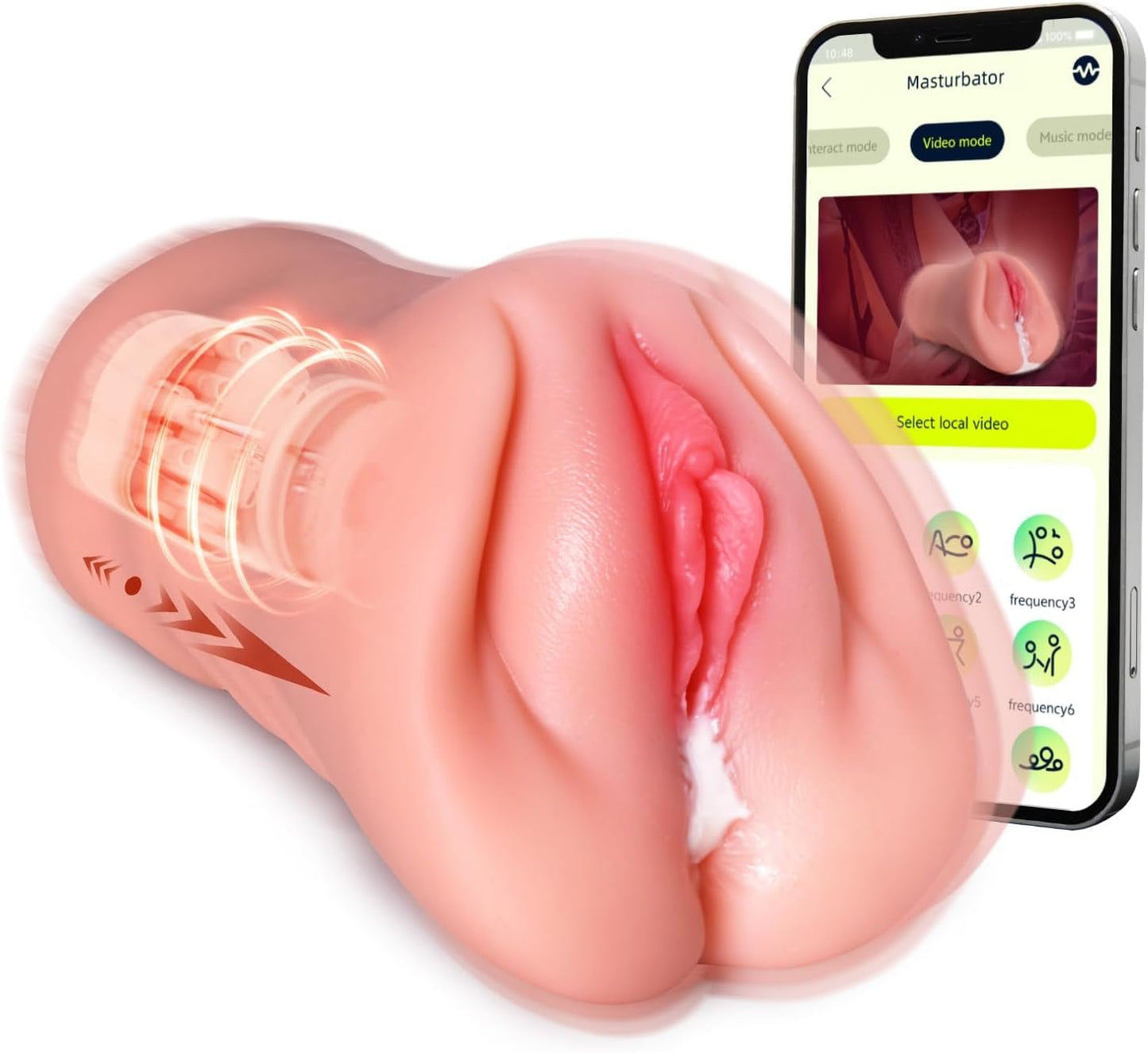 Pocket Pussy Sex Toys for Men - Male Masturbator Sex Doll with 9 Thrusting & Vibrating, App - Controlled Male Sex Toy with Realistic Tight Vagina, Soft Adult Toy for Men Pleasure & Penis Stimulation - SinfulX - 