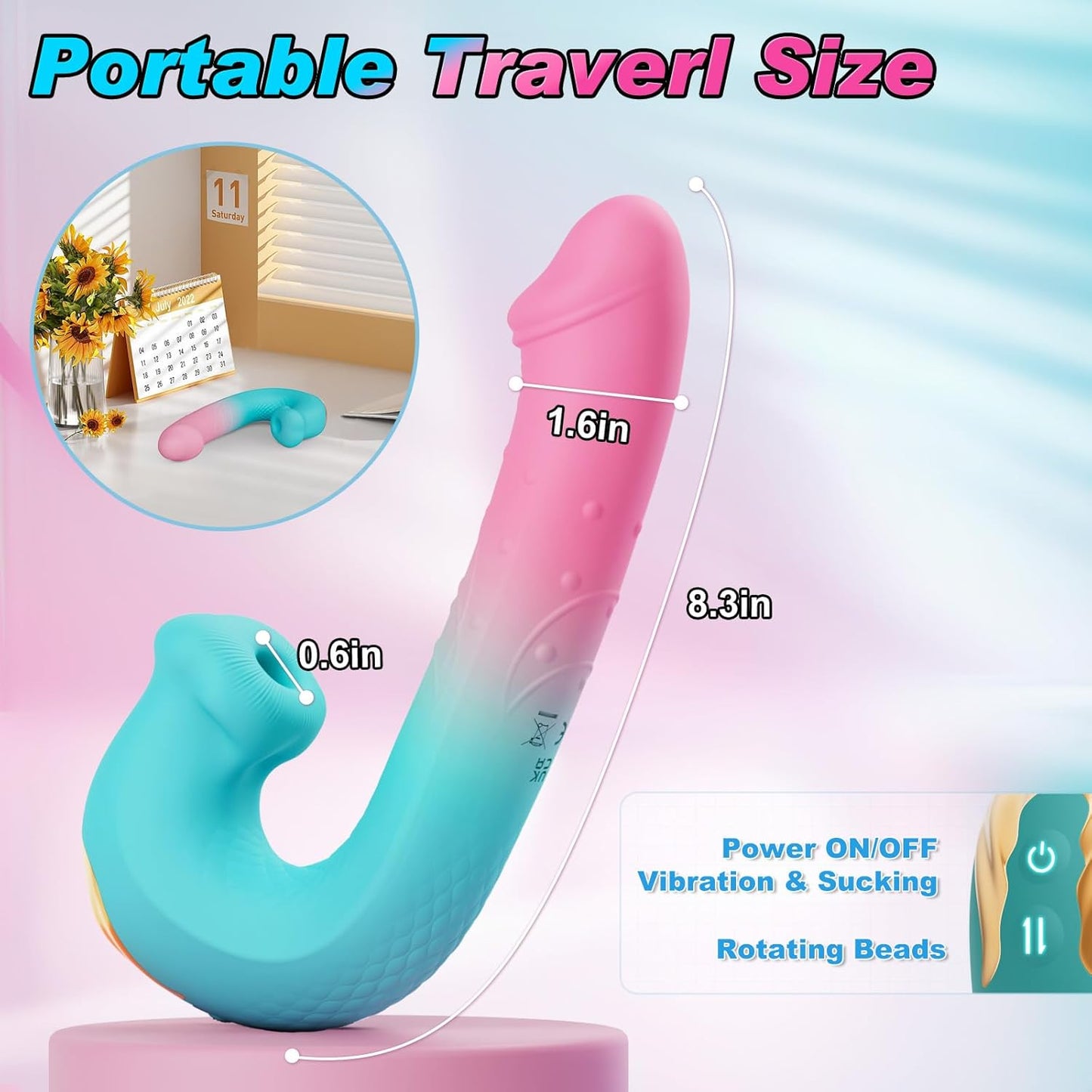 G Spot Sucking Vibrator for Women - 3 In1 APP Remote Control Dildo Vibrator Female Sex Toys with 6 Rotation & 10 Suction & 10 Vibration, 360° Rotating Beads Nipple Clit Sucker Adult Sex Toys & Games - SinfulX - 