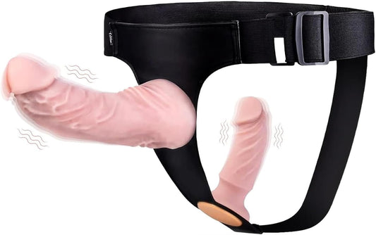 Harness Strap - On Vibration Realistic Dildos with 10 Strong Modes 2 Dildos Silicone Anal G - Spot Stimulation Adjustable Strapless Sex Toys for Female Couple Lesbian | Remote Control - SinfulX - 
