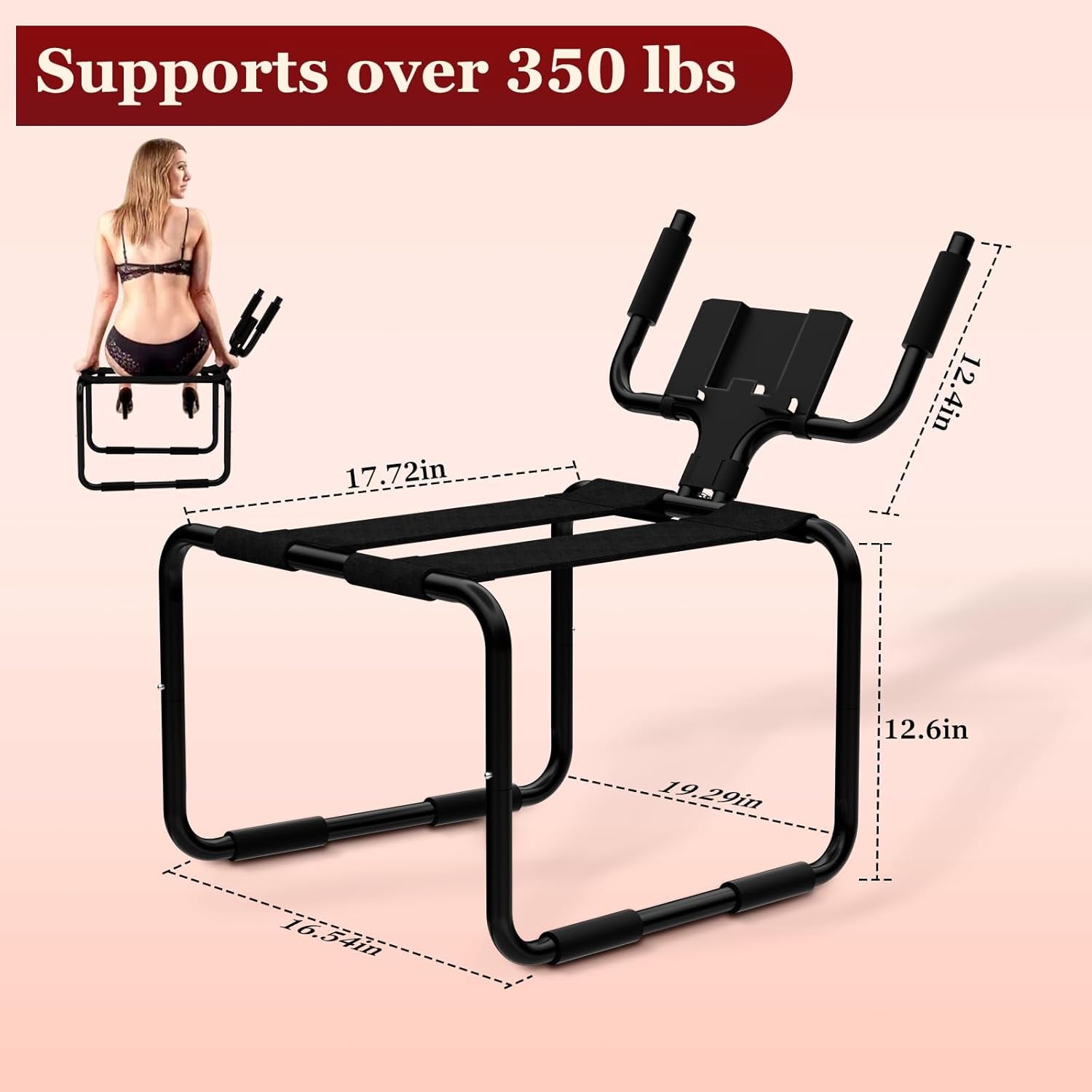 Multifunction Sex Position Enhancer Chair, Sex Stool with Adjustable Handrail&Phone Stand, Easy to Assemble, 350Lbs Weight Capacity, Sex Position Aid Bounced Sex Toys Furniture for Couples Women Men - SinfulX - 
