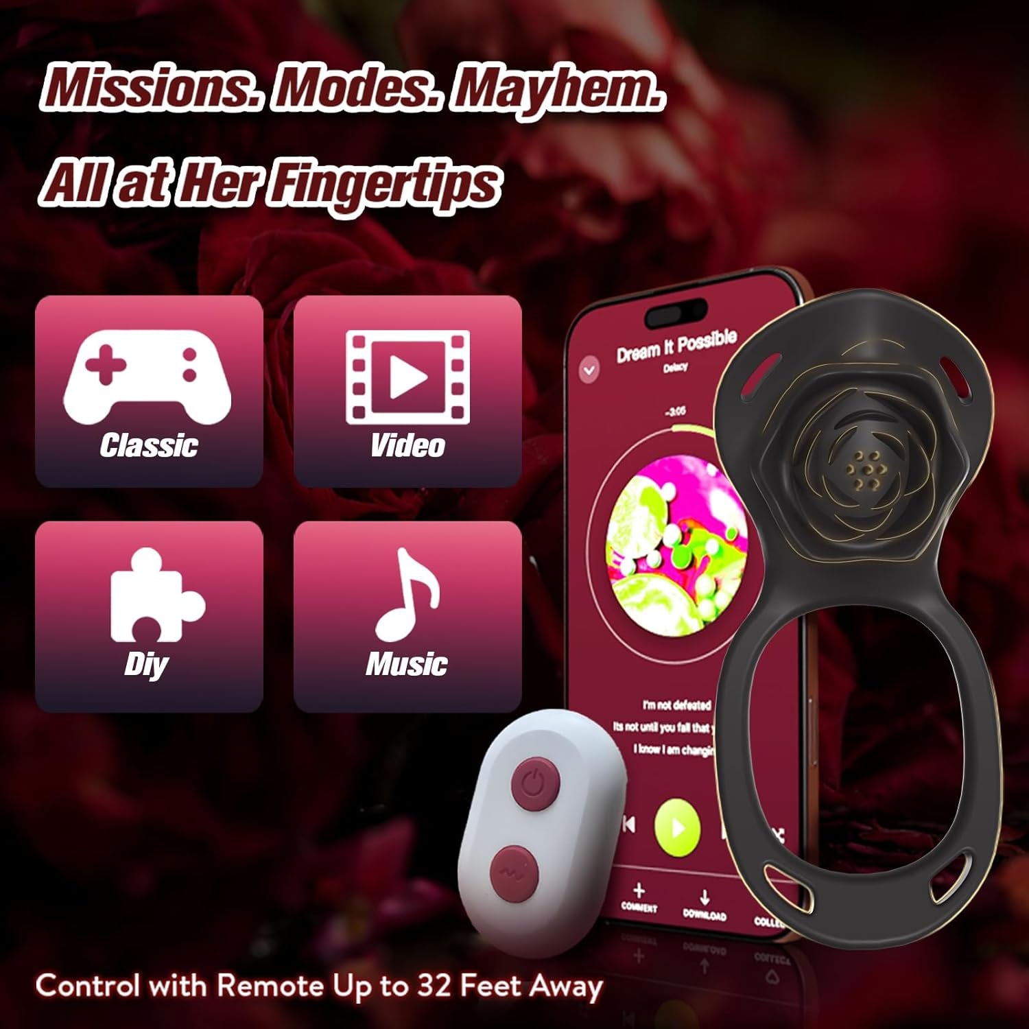 SilentBloom Wearable Clit Vibrator App Remote Quiet Waterproof - SinfulX - Personal Care > Sexual Wellness > Couples Cock Ring