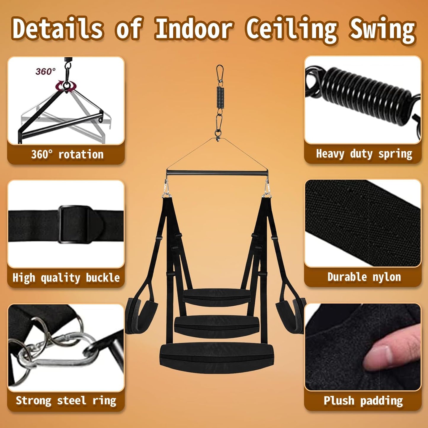 SpireX Spinning Ceiling Sex Swing 300lb Kit - SinfulX - Personal Care > Sexual Wellness > Sex Swing