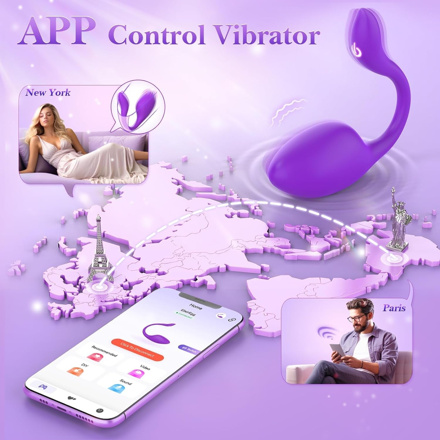 Dildo AI Sync Vibrator Sex Toys - Wearable Panty Vibrating Egg Vibrators with 9 Modes, APP Control, G Spot Clitoral Anal Butt Plug Unisex Adult Sex Toy for Women Men Couples Long Distance - SinfulX - 
