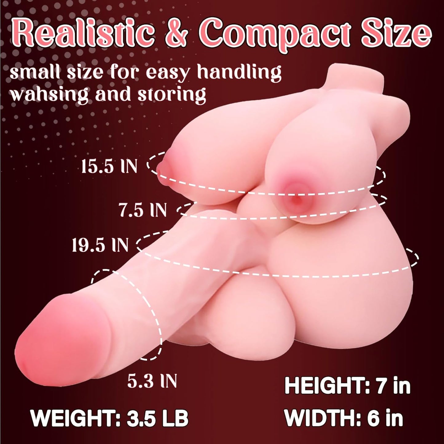 Shemale Sex Doll, Small Male Sex Toy with Single Channel, Mini Trans Sex Toy Pocket Pussys with Realistic Soft Dildo Torso, Mens Masturbator Toys for Men Gay - SinfulX - 