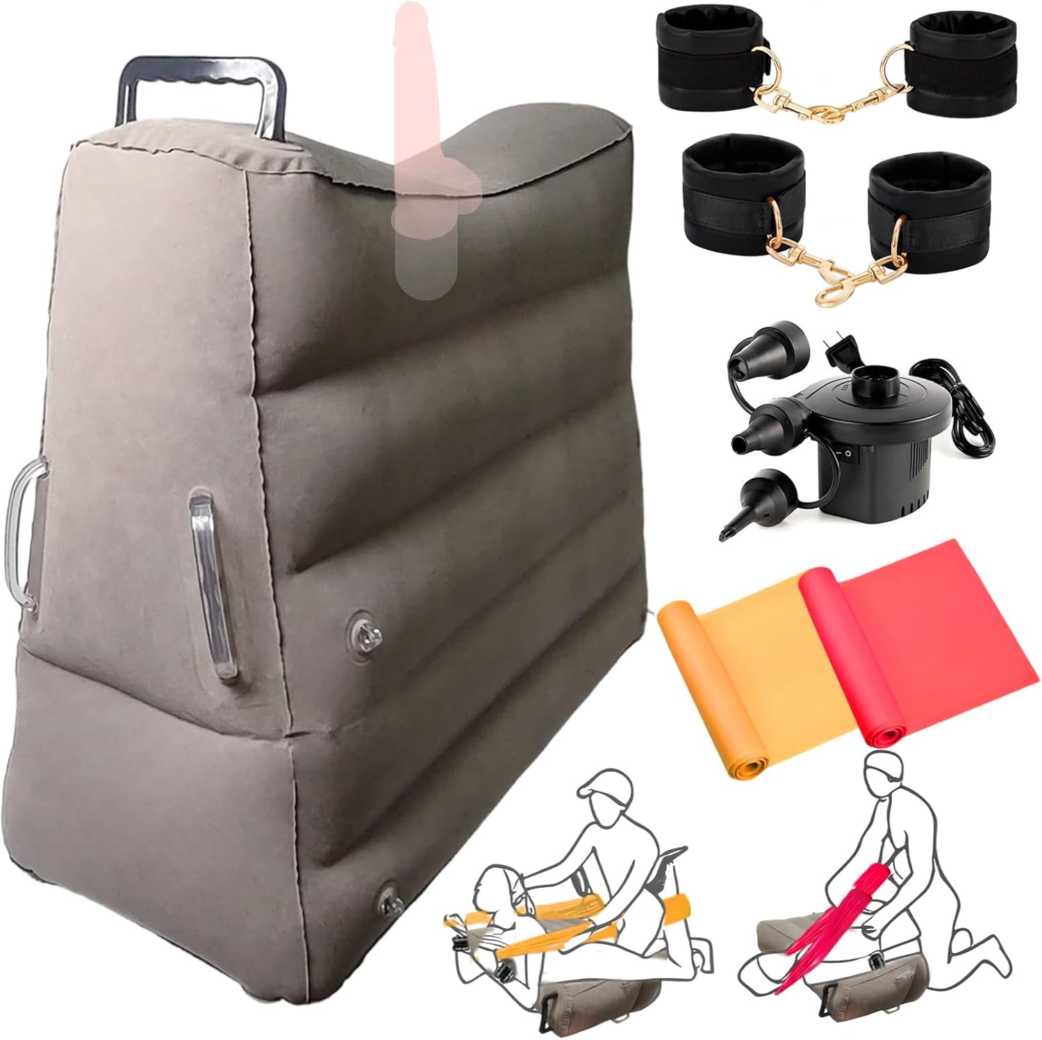 MaxLift Inflatable Mount Pillow with Cuffs & Bands Set - SinfulX - Personal Care > Sexual Wellness > Sex Pillow