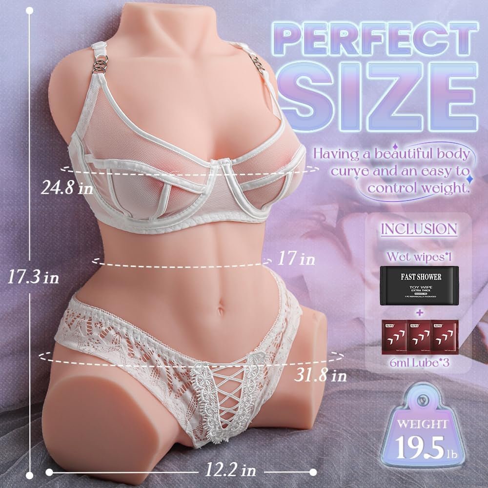 Realistic Sex Doll Male Masturbator - Male Sex Toy Soft Large Breasts & Buttocks Sex Tors, Pocket Pussy with 3D Tight Vaginal & Anal Texture Adult Toys - SinfulX - 