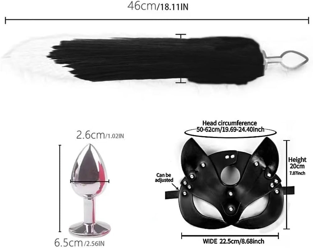 NightFeral Tail Anal Plug Mask Whip BDSM Cosplay Set - SinfulX - 
