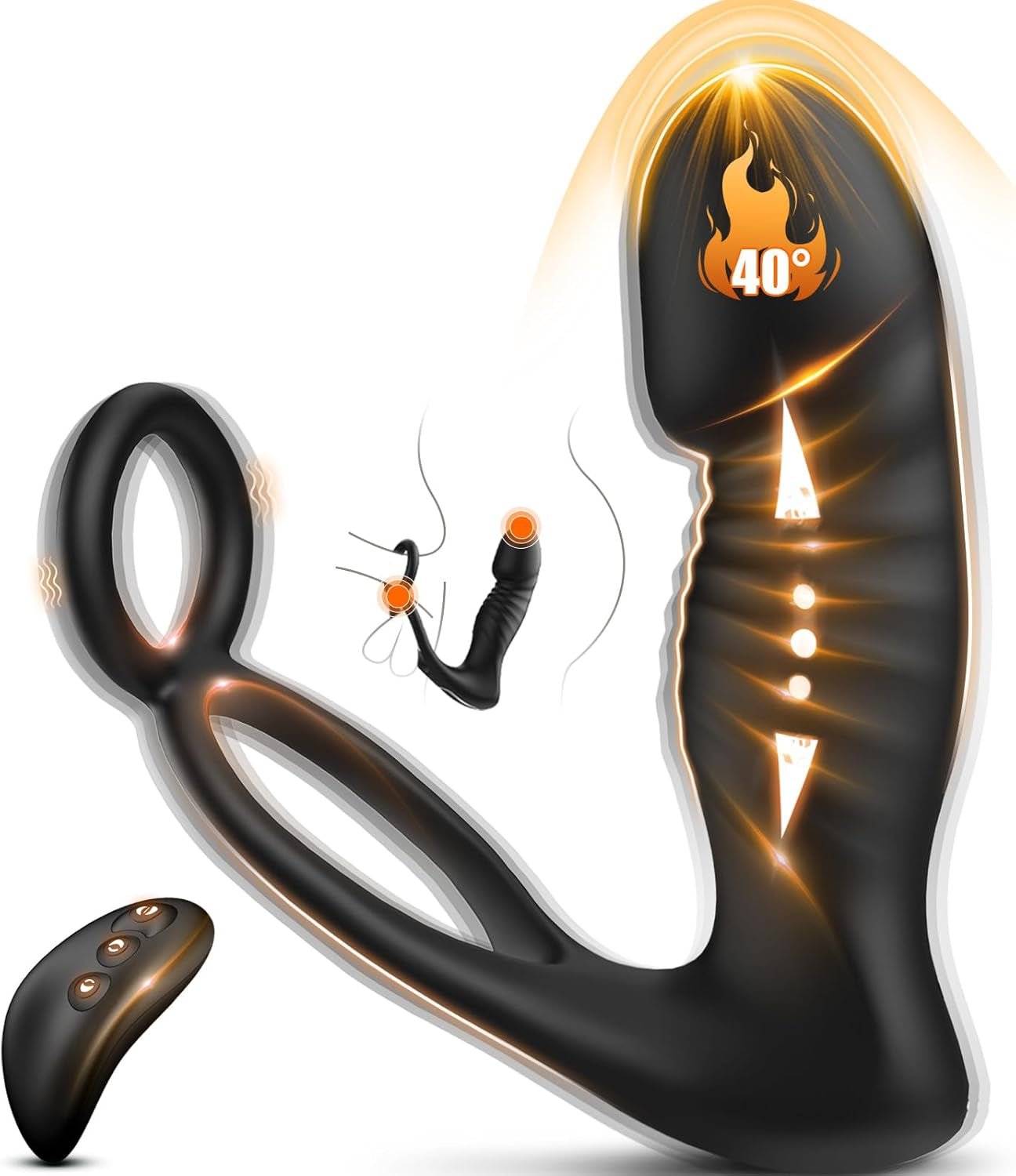 HeatCore Heating Prostate Massager Cock Ring 9 Modes Remote - SinfulX - Personal Care > Sexual Wellness > Prostate Massager Cock Ring