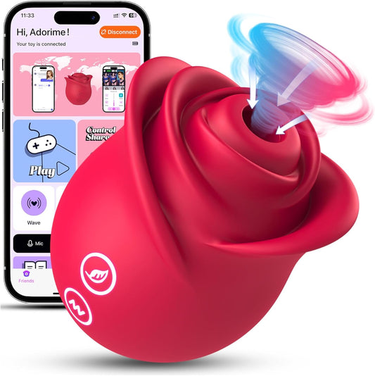 Rose Sex Toy Sucking Vibrator - Rose Adult Toys Clit Sucker Women Sex Toy APP Control Vibrator with 10 Sucting Modes for Clitoral Nipple G Spot Oral Sex Stimulation, Female Sex Toys Women Couples - SinfulX - 