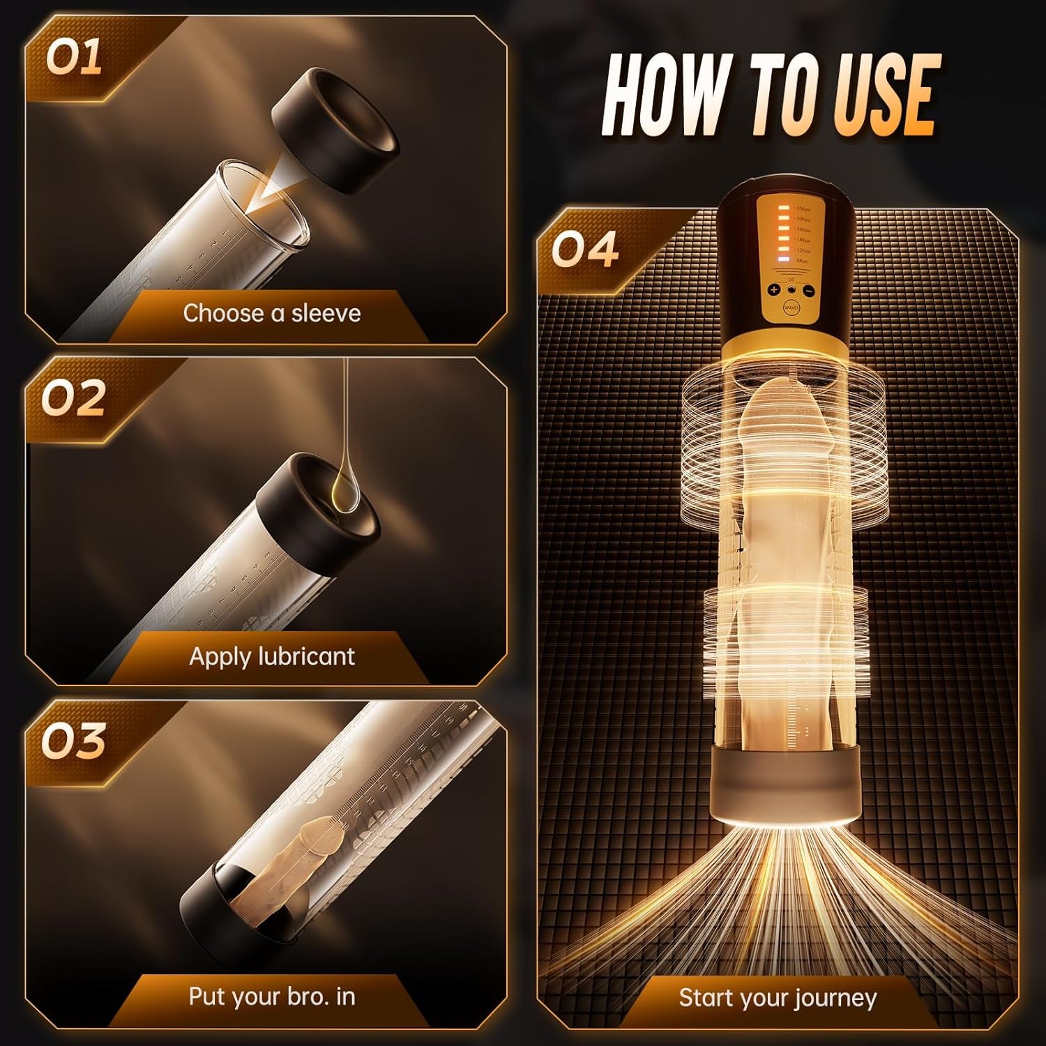 Male Penis Pump Sex Toys, Automatic Enlargers & Extend Pump for Men with 5 Training Modes, Adult Toys for Men Electric Penis Entender Erection Pumps, Sex Toys - Pumps & Enlargers (6 Cock Rings) - SinfulX - 