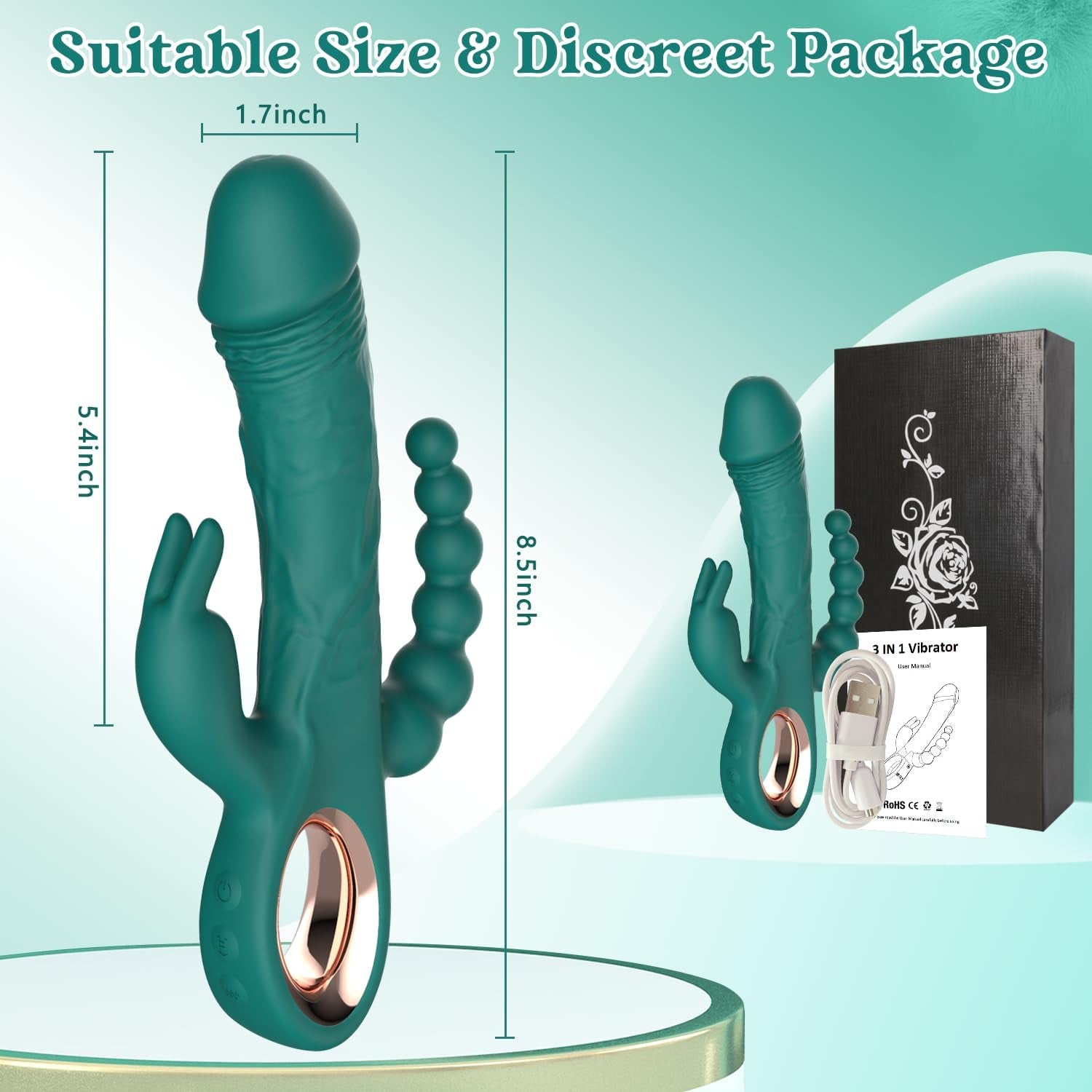 TriAxis Triple Motor Thrusting Rabbit Vibrator 10 Modes USB - SinfulX - 