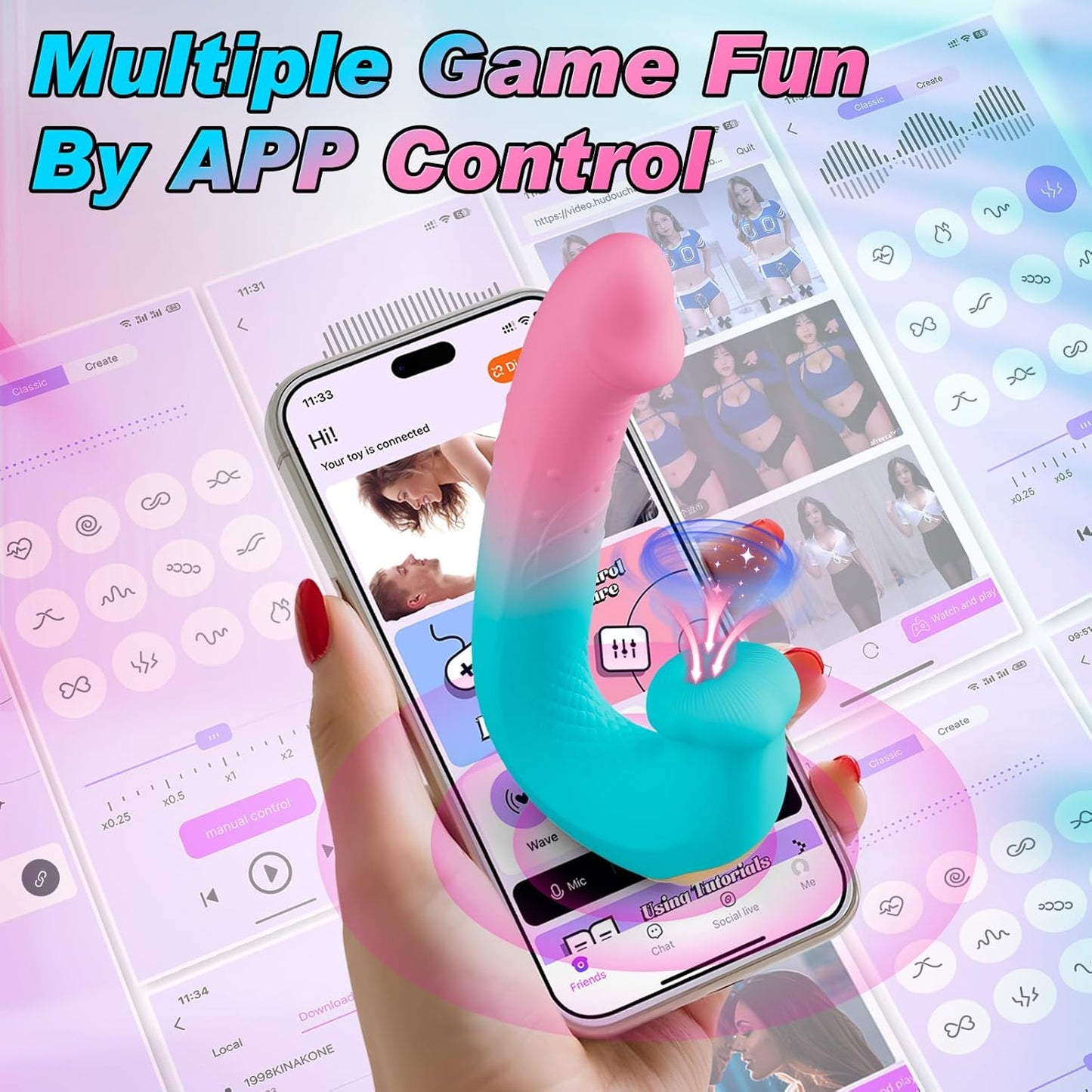 G Spot Sucking Vibrator for Women - 3 In1 APP Remote Control Dildo Vibrator Female Sex Toys with 6 Rotation & 10 Suction & 10 Vibration, 360° Rotating Beads Nipple Clit Sucker Adult Sex Toys & Games - SinfulX - 