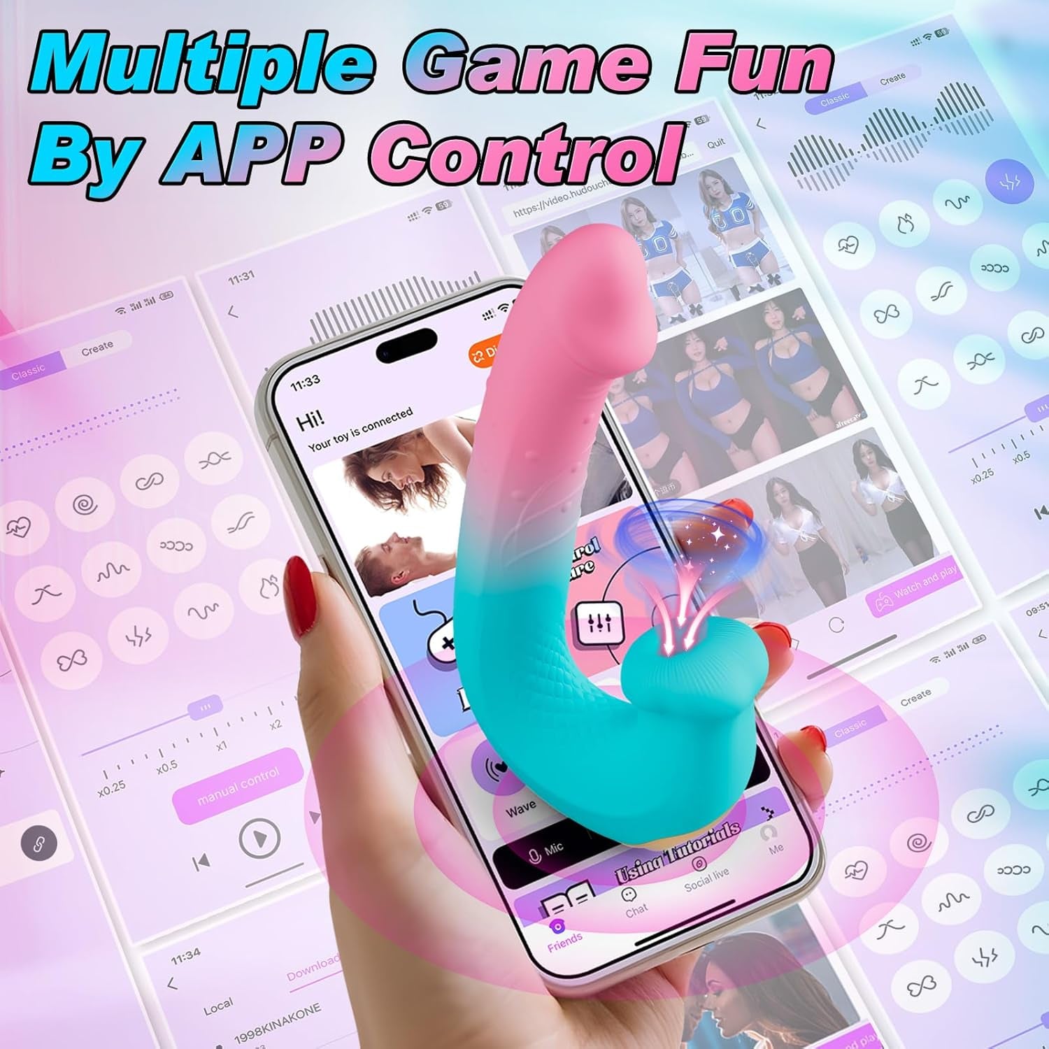 G Spot Sucking Vibrator for Women - 3 In1 APP Remote Control Dildo Vibrator Female Sex Toys with 6 Rotation & 10 Suction & 10 Vibration, 360° Rotating Beads Nipple Clit Sucker Adult Sex Toys & Games - SinfulX - 