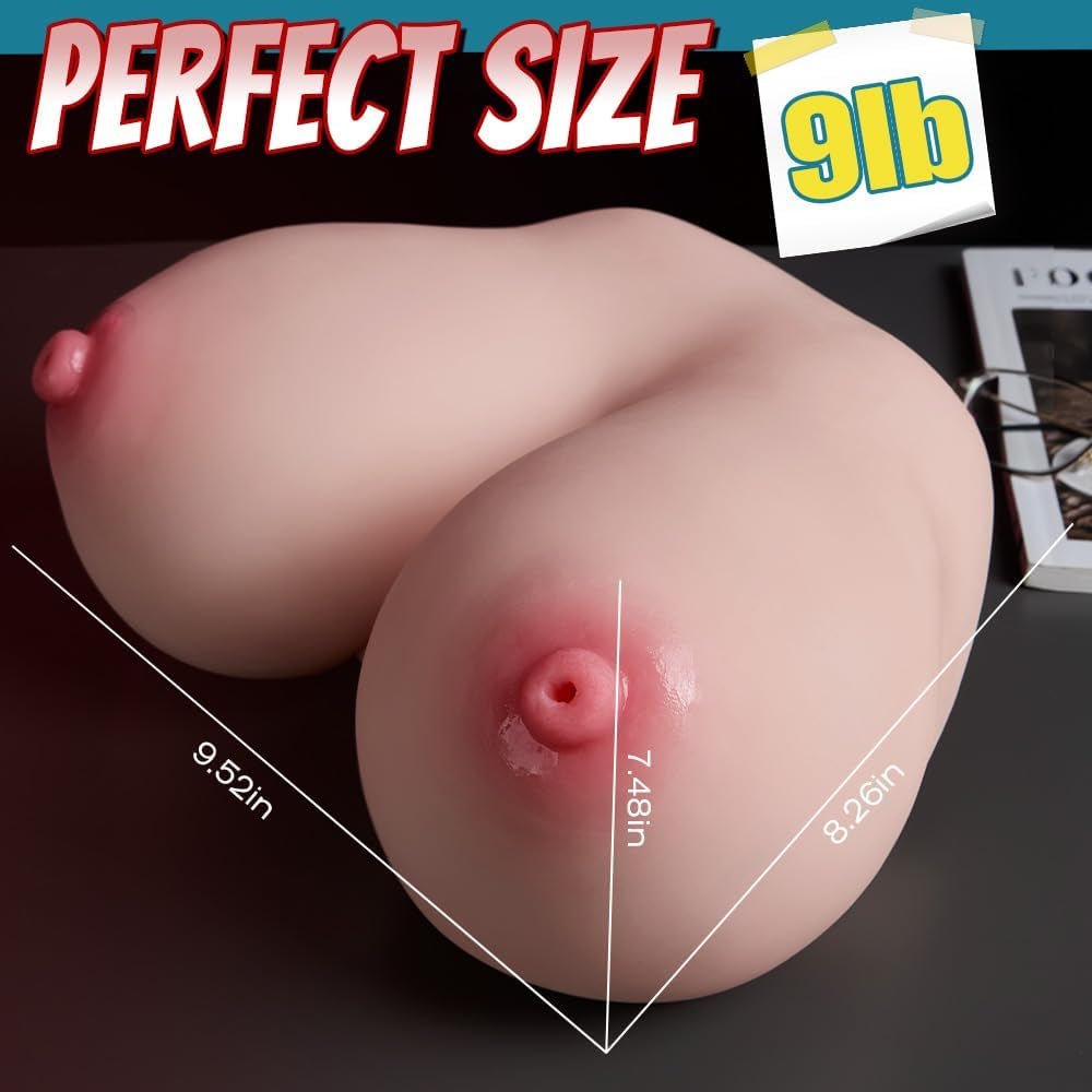 9LB Big Boobs Lifelike Sex Doll for Men, Realistic Silicone Sex Torso with Nipples, Insertable Soft Breast Sex Toy with Dual 3D Channel, Big Breast Masturbation Male Masturbator Doll Sex Toys - SinfulX - 
