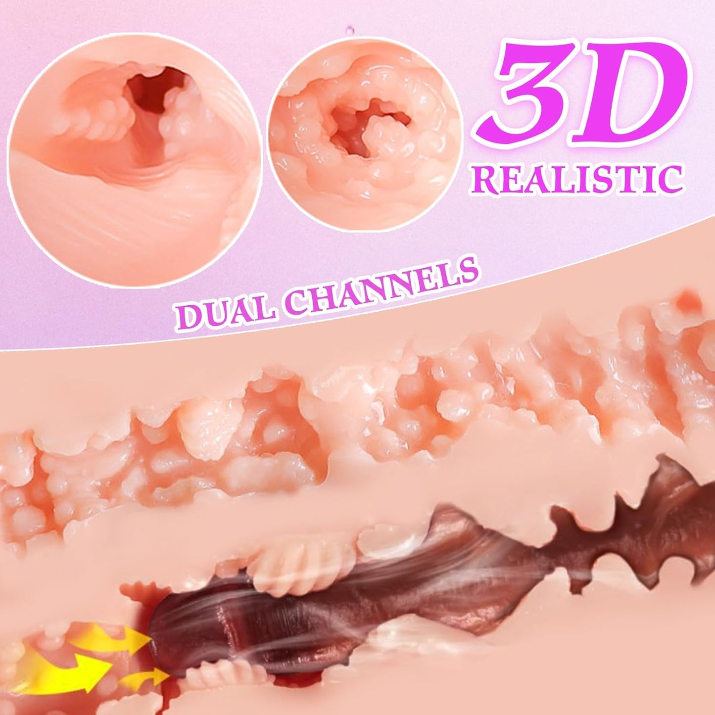 Male Masturbator Sex Toys for Men - 2 in 1 Pocket Pussy Sex Dolls for Men Male Stroker with Realistic Vagina Tight Anus, Plump and Fleshy Pocket Pussies Adult Blowjob Toys for Male, Flesh Big - SinfulX - 
