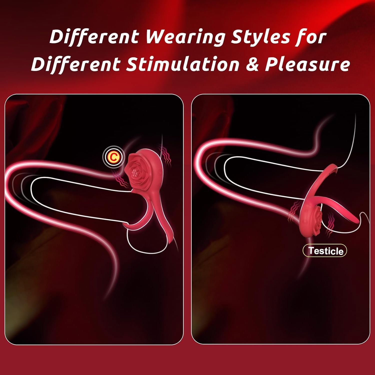 PetalGrip Rose Cock Ring Clit Stimulator 7 Modes Silicone - SinfulX - Personal Care > Sexual Wellness > Couples Cock Ring