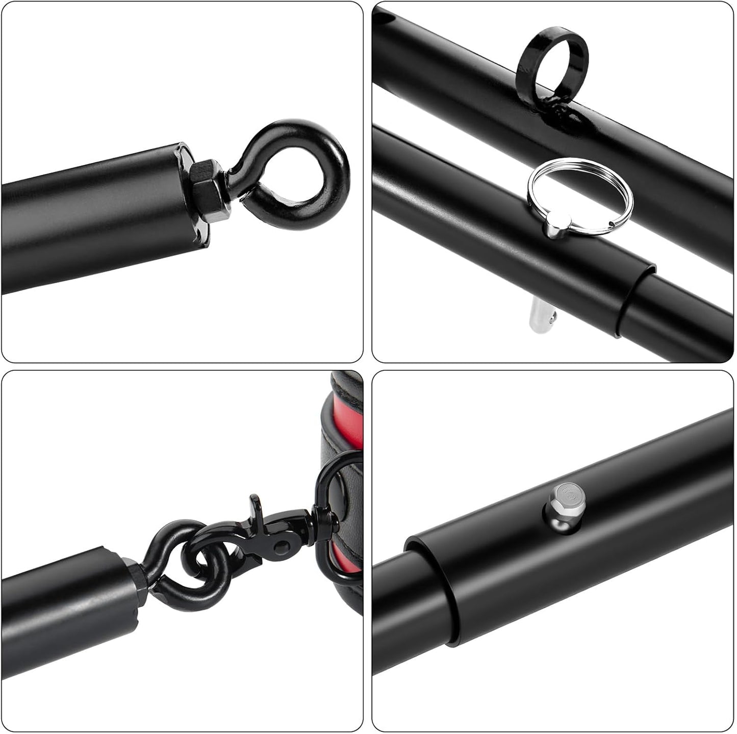 Spreader Bar Heavy Duty Stainless Steel Swiveling Bar with 4 Pcs PU Cushioned Home Gym Equipment Straps for Yoga, Pilates, Fitness Training and More. - SinfulX - 
