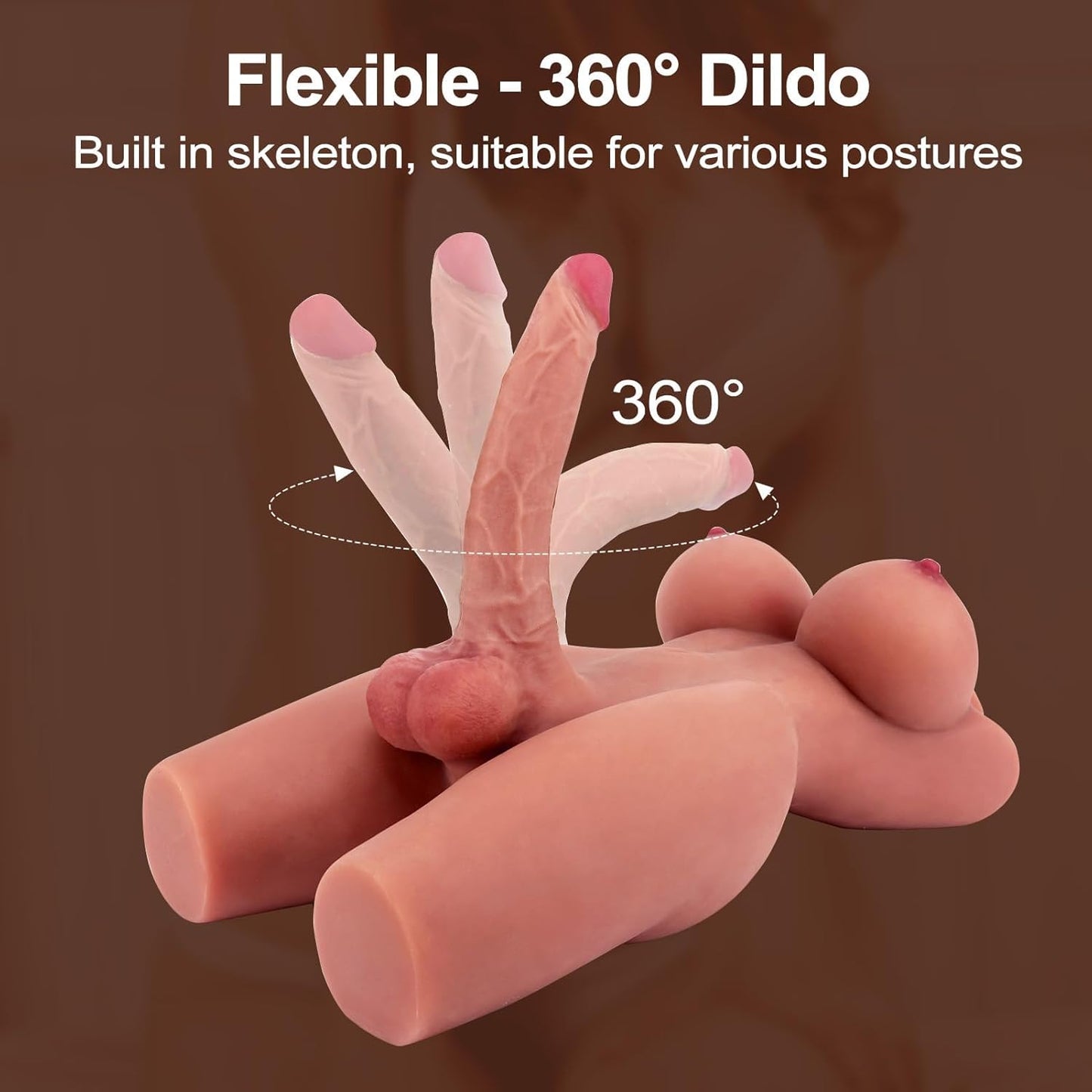 Shemale Sex Doll Torso Dildo - Male Sex Toy with Flexible for Women, Breasts and Anal, Unisex Love Doll for Men Gay Couple, Transsexual Torso Toy with Huge Dildo - SinfulX - 