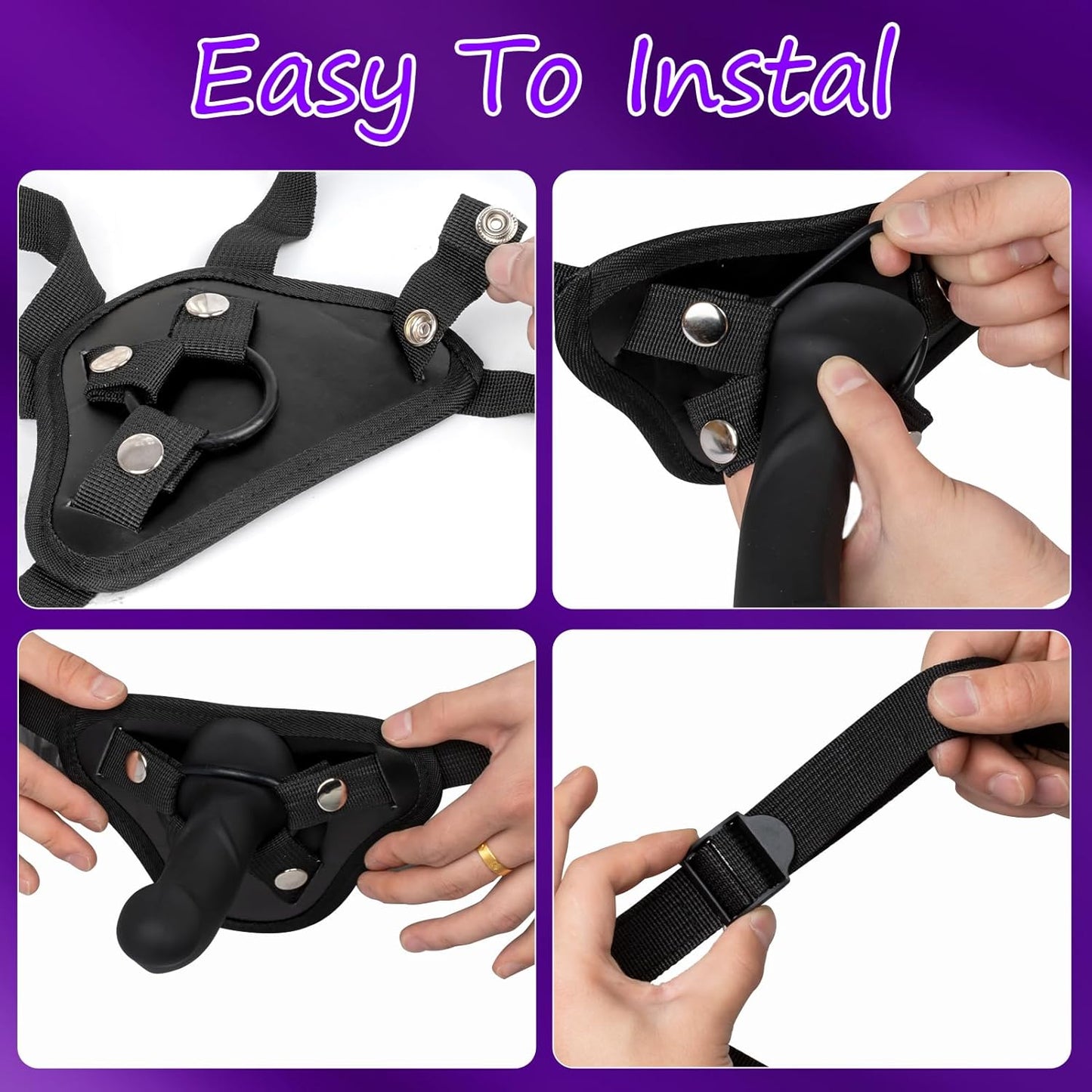 Remote Control Vibrating Strap-On Dildo – Wearable Silicone Harness Dildo with 10 Vibration Modes, Suction Cup & G-Spot Clitoral Stimulation, Adult Sex Toy for Women & Men