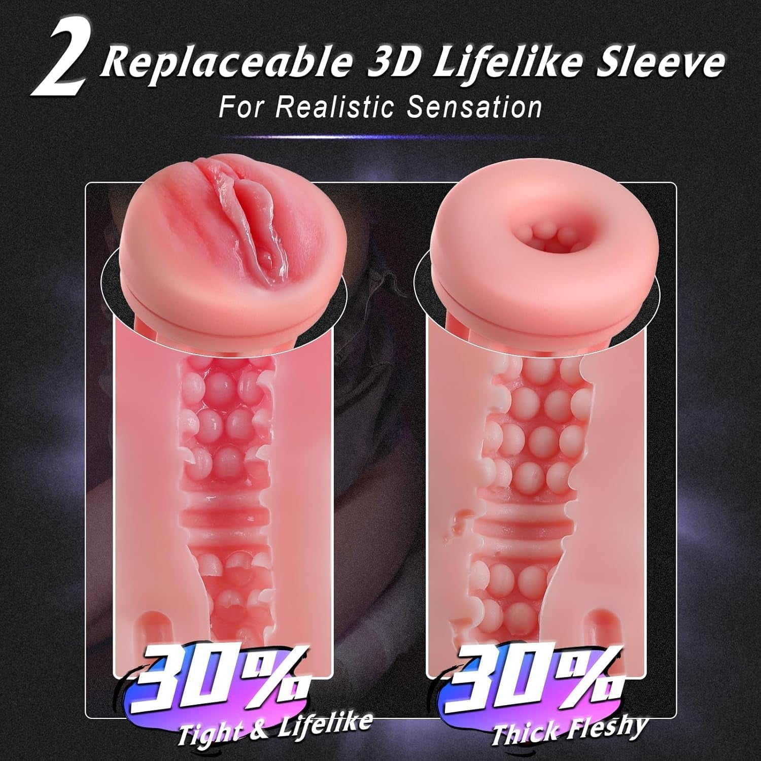 Male Masturbator Sex Toys for Men - Vibrating Pocket Pussy Penis Pump 2 Sleeves Realistic Fleshy with 9 Sucking & 9 Vibrating, Adult Toys Mens Sex Toy, LCD Display Penis Training Stroker Sex Machine - SinfulX - 