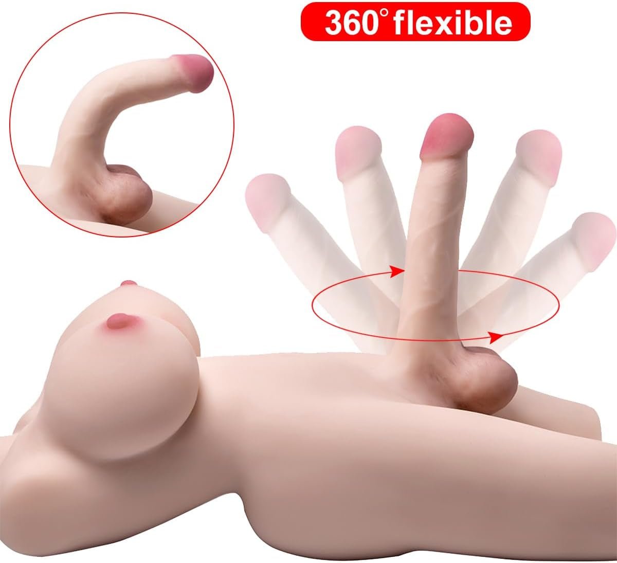 Life Size Shemale Sex Doll with Realistic Dildo Breasts Anal for Ass TPE Silicone Trans Sex Toys Adult Stuff Men Women Lifelike Full Body Dolls Torso Gay Male Female Couples Masturbator 20Lb - SinfulX - 