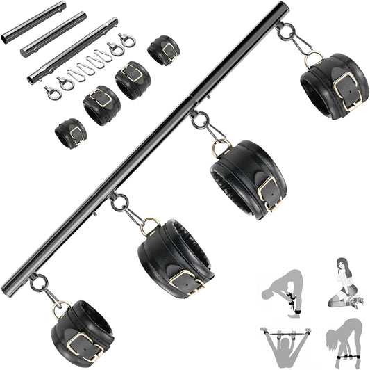 BDSM Bondage Restraints with Handcuffs Ankle Cuffs for Couples Spreader Bar Sex Toys Bondage Gear & Accessories Adjustable Bondage Kit Adult Sex Toys & Games - SinfulX - 