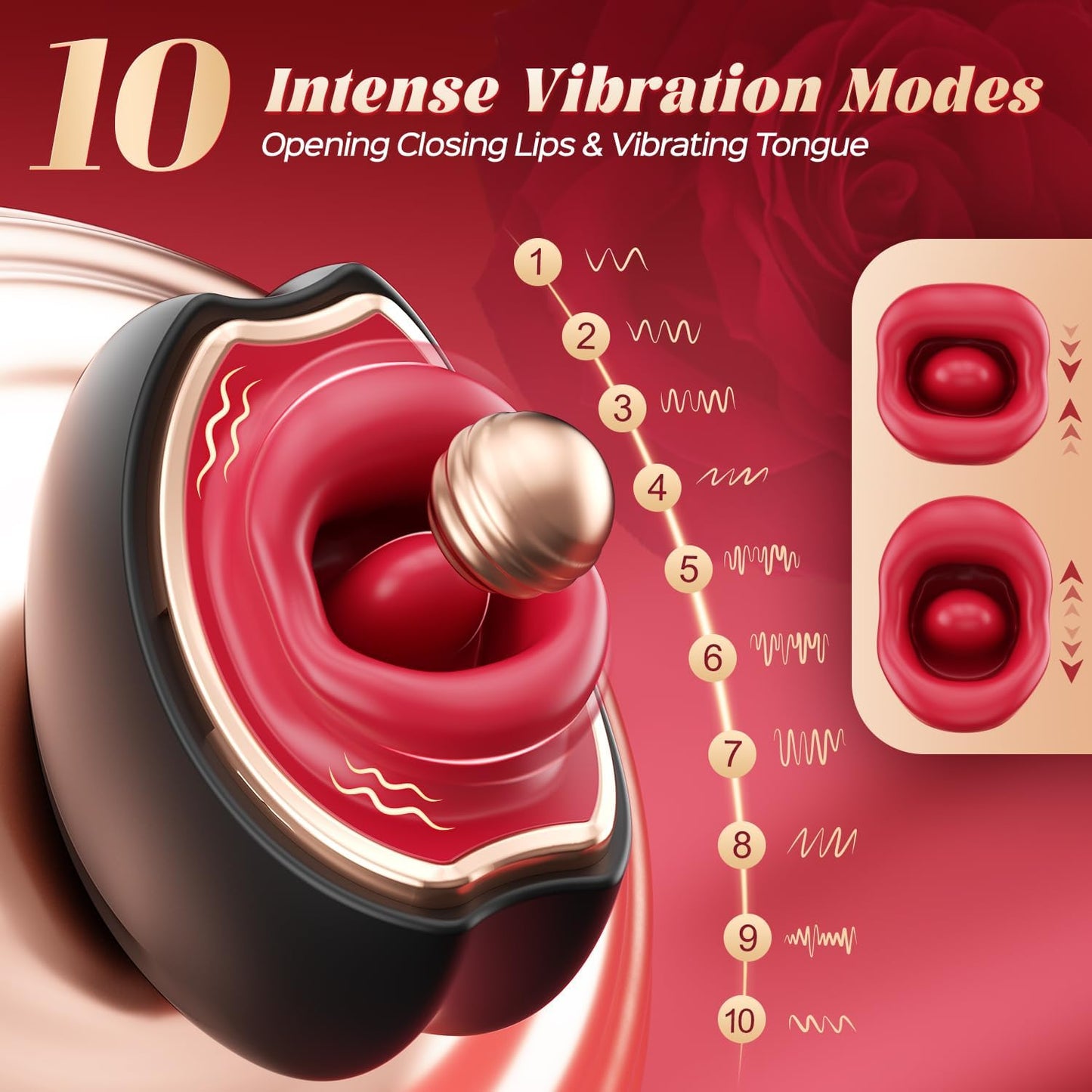 ElyraLuxe Rose Tongue Vibrator 3 - in - 1 10 Modes Clit Toy - SinfulX - Personal Care > Sexual Wellness > Tongue Vibrator