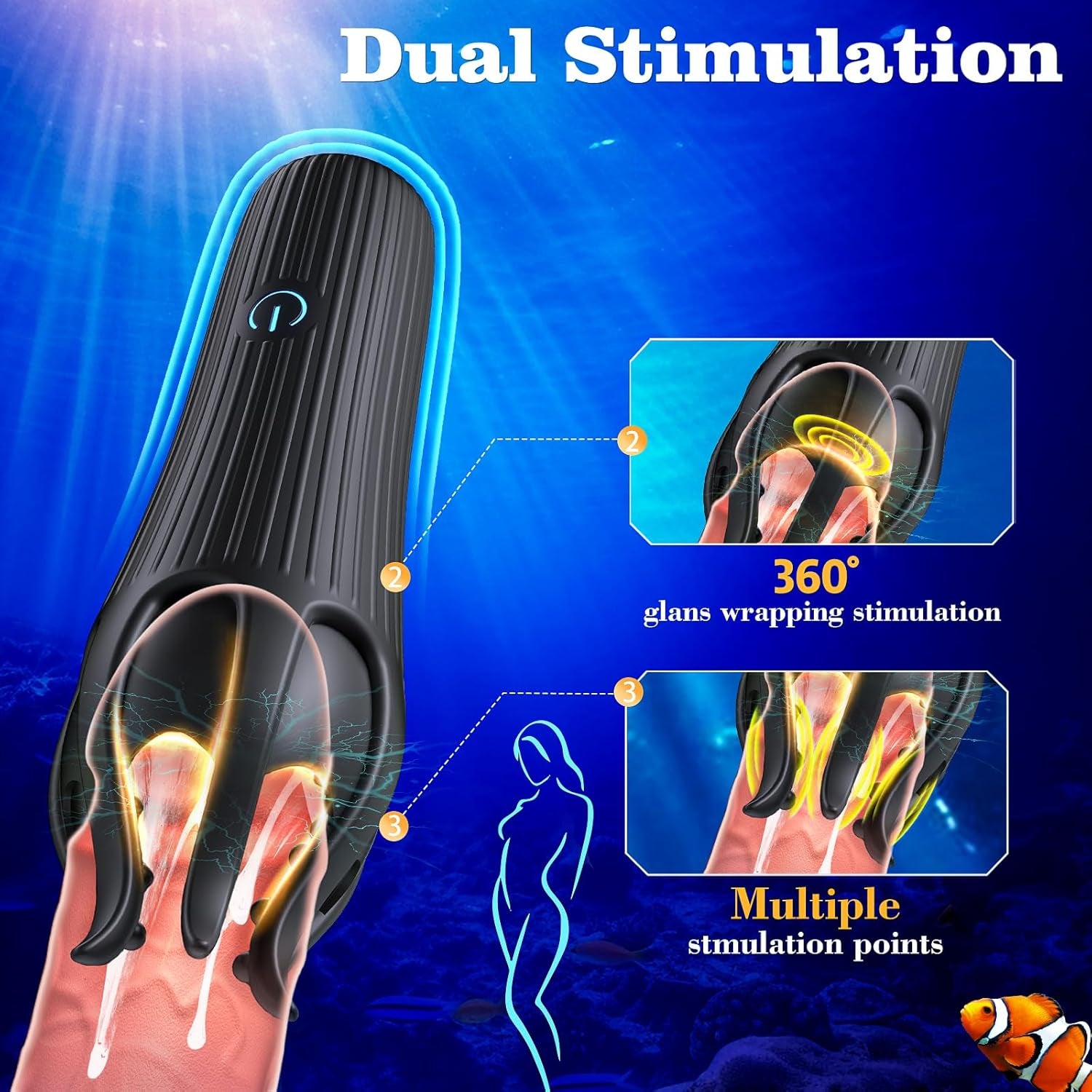 Male Sex Toys Penis Vibrator for Men,Male Masturbator with 10 Tongue-Licking Vibrating Modes Male Stroker,Penis Trainer with 6 Tentacles Male Vibrator,360°Training Wrapped Adult Sex Toys for Men Women