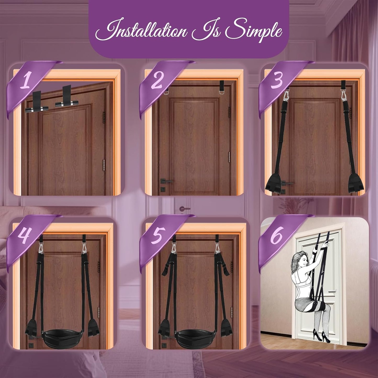 AetherLift Adjustable Door Sex Swing with Restraints - SinfulX - Personal Care > Sexual Wellness > Sex Swing