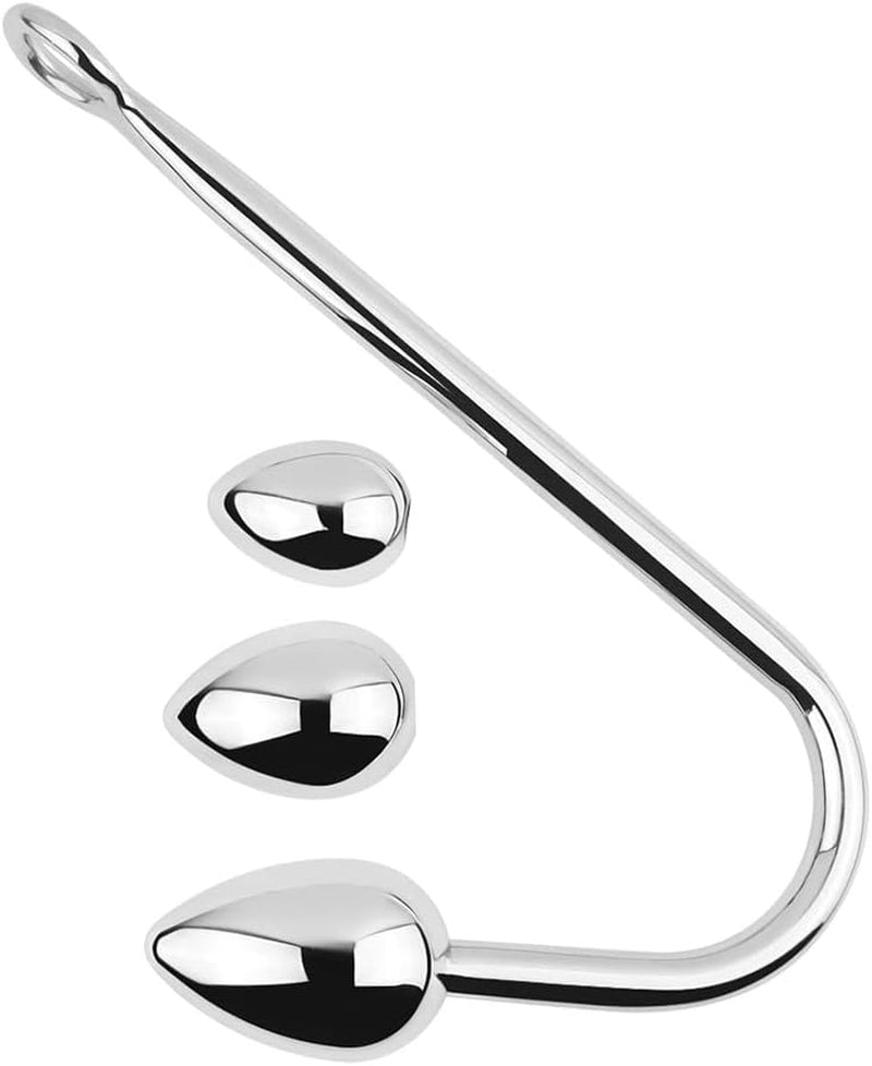3 Interchangeable Balls Stainless Steel Heart Anal Hook Fetish Bondage Hook Sex Toy for Unisex Adults Couple Lovers Butt Plug Prostate Massage G - Spot - SinfulX - 