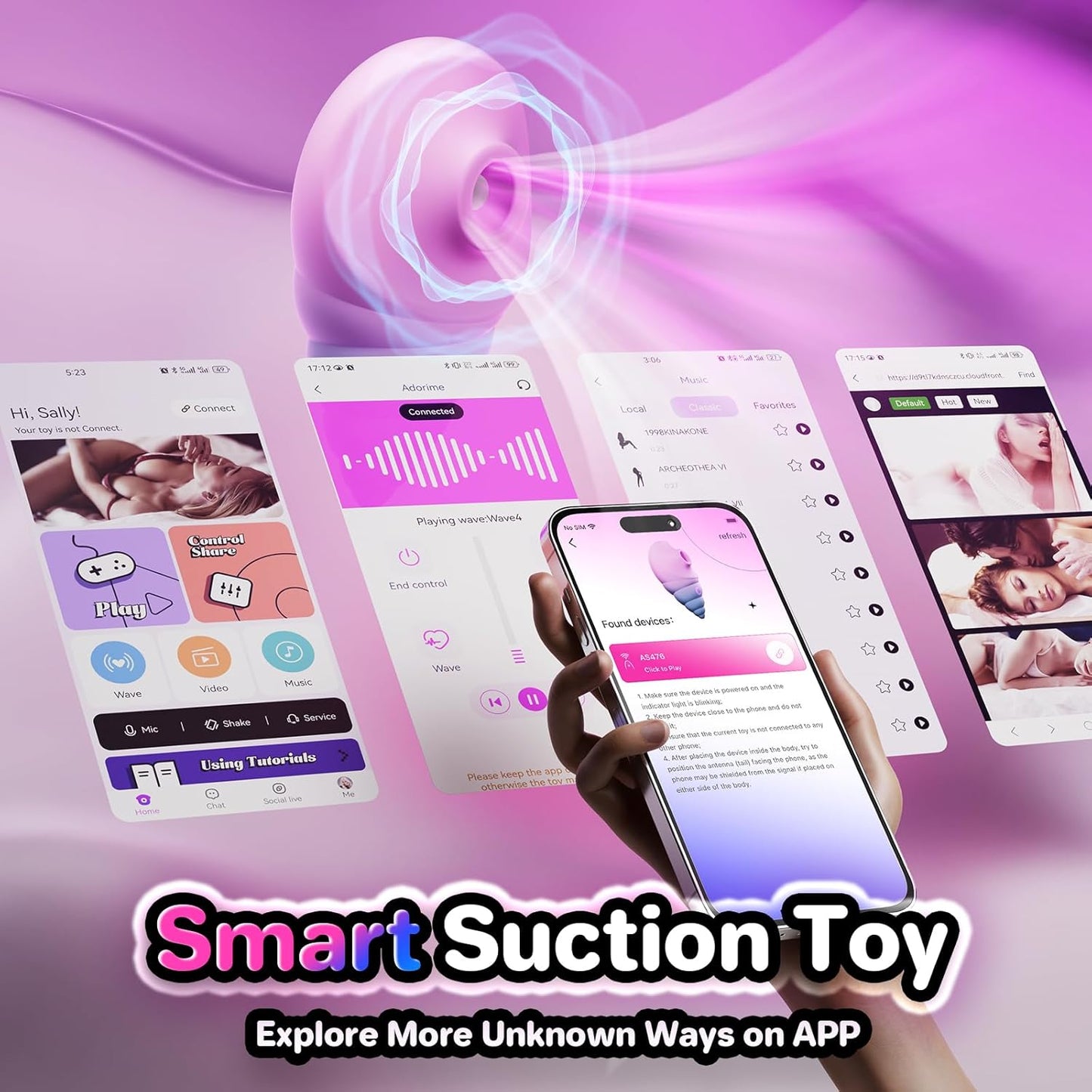 Vibrator Adult Sex Toys for Women- Sucking Rose Toy Clitoral Vibrators Clit Sucker with 10 Suction & Vibrating Modes for Women Nipples Clitoris Anal Sex, APP Control Conch Vibrator Female Couples Toys