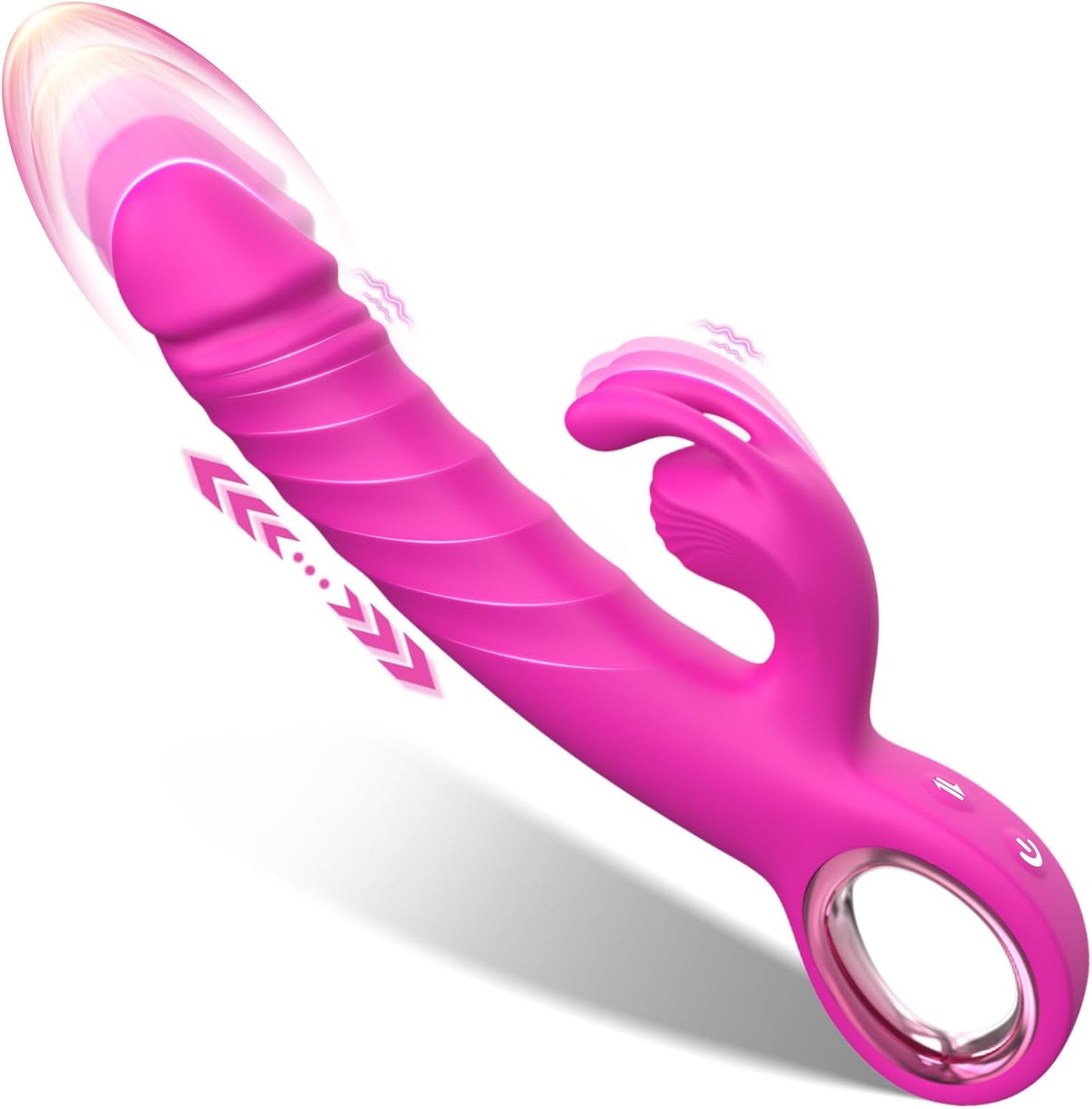 Thrusting Vibrator Adult Sex Toys - Realistic Dildos Vibrators for Women Sex Toy with 7 Thrusting and 7 Vibrating Modes, G Spot Clitoral Rabbit Vibrator Sex Toys for Women Couples (Rose - 2) - SinfulX - 