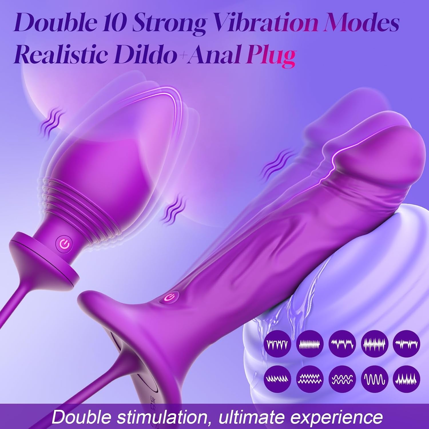Couples Sex Toys Vibrating Dildo Anal Plug Set, G Spot Detachable Double - Ended Dildos Vibrator Butt Plug for Clitoral Prostate Stimulation, 3 in 1 Adult Toys for Women Men Sex Games - SinfulX - 